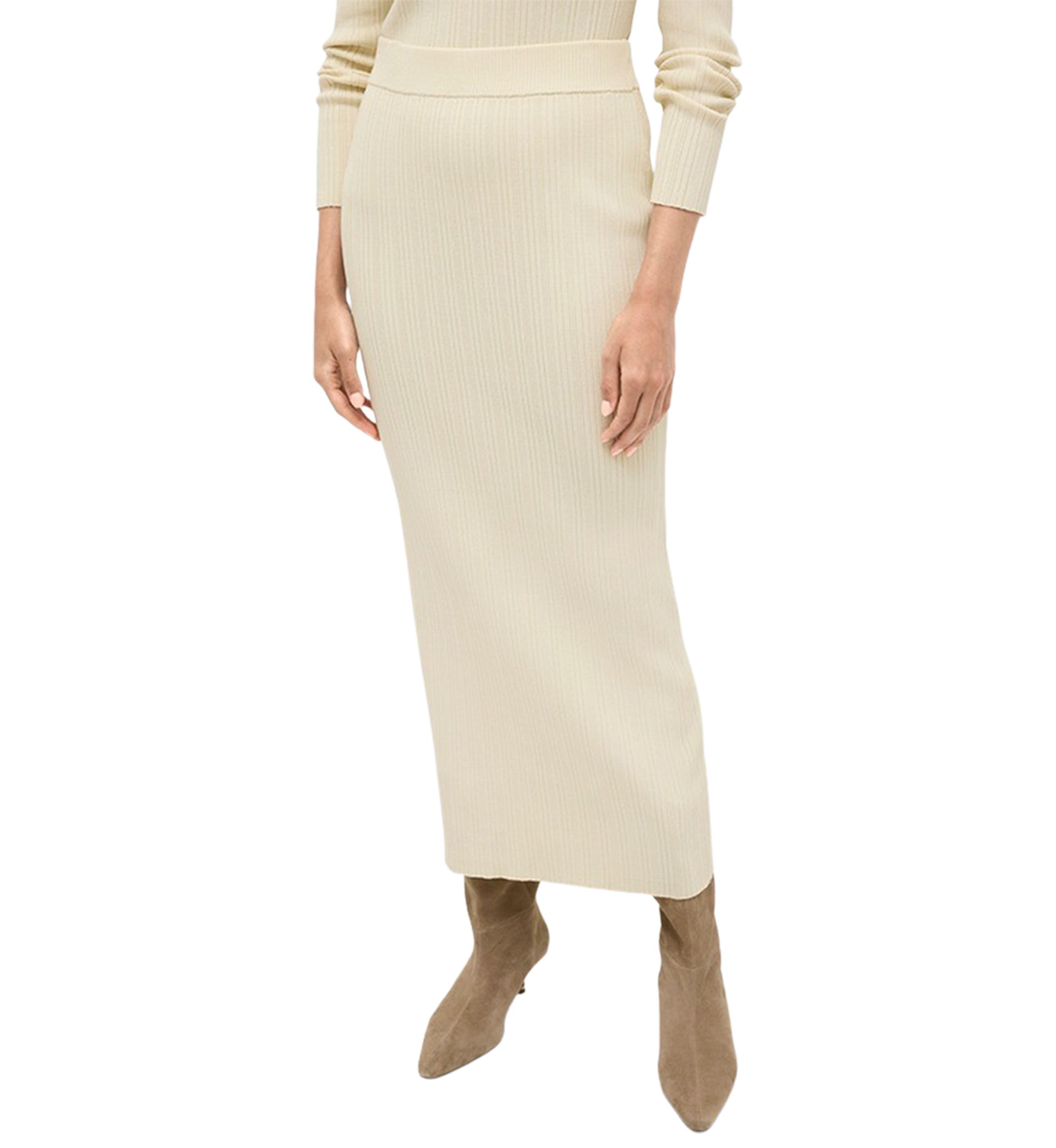 Womens Ribbed Knit Midi Skirt