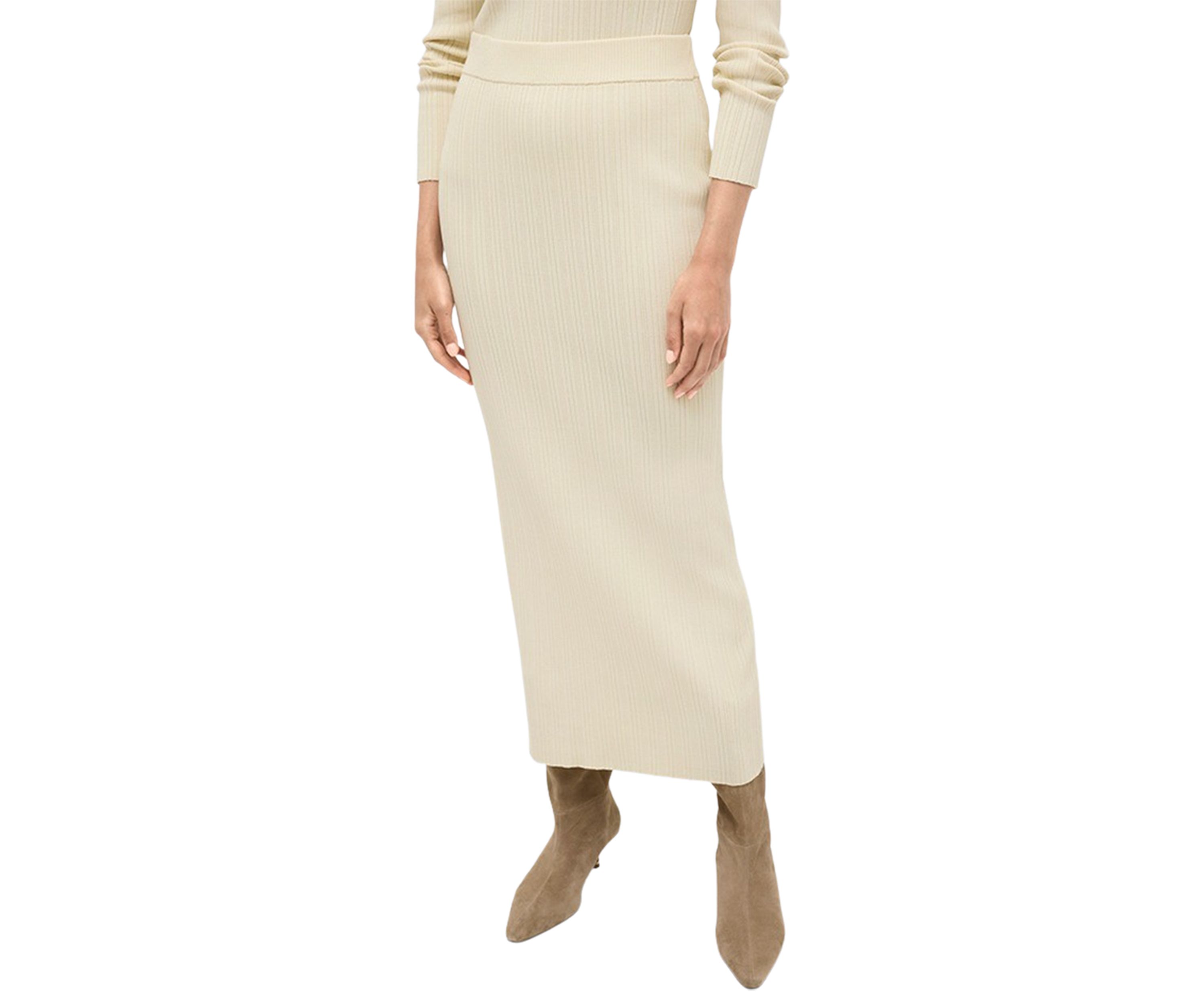 Womens Ribbed Knit Midi Skirt