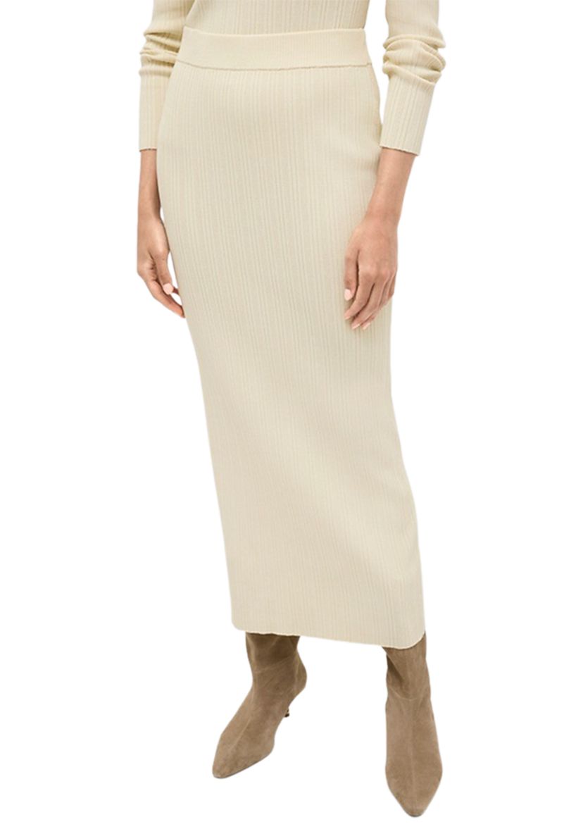 Womens Ribbed Knit Midi Skirt