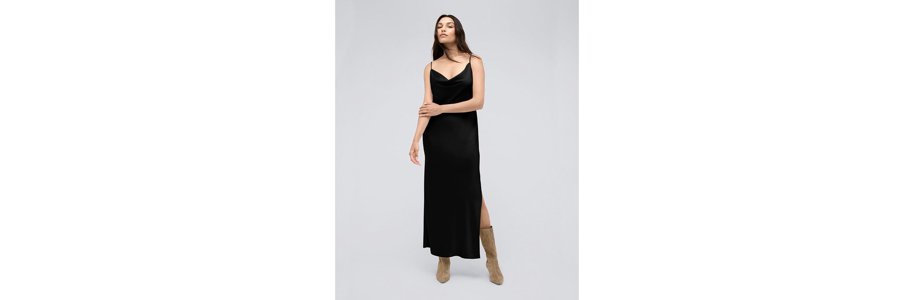Womens Satin Cowl Neck Maxi Slip Dress