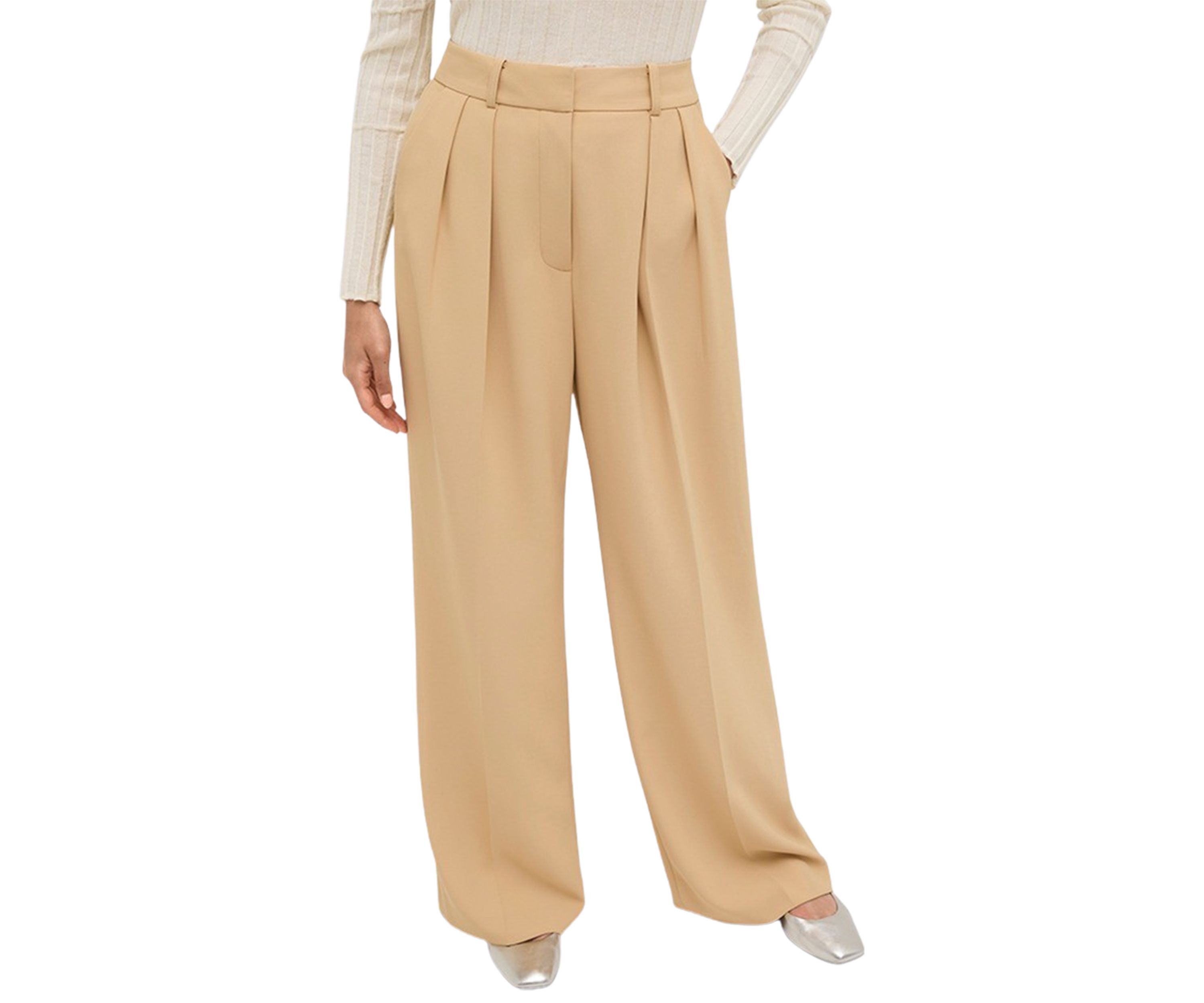 Womens Wide Leg Pleated Pants