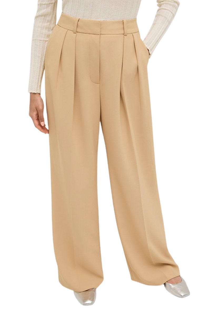 Womens Wide Leg Pleated Pants