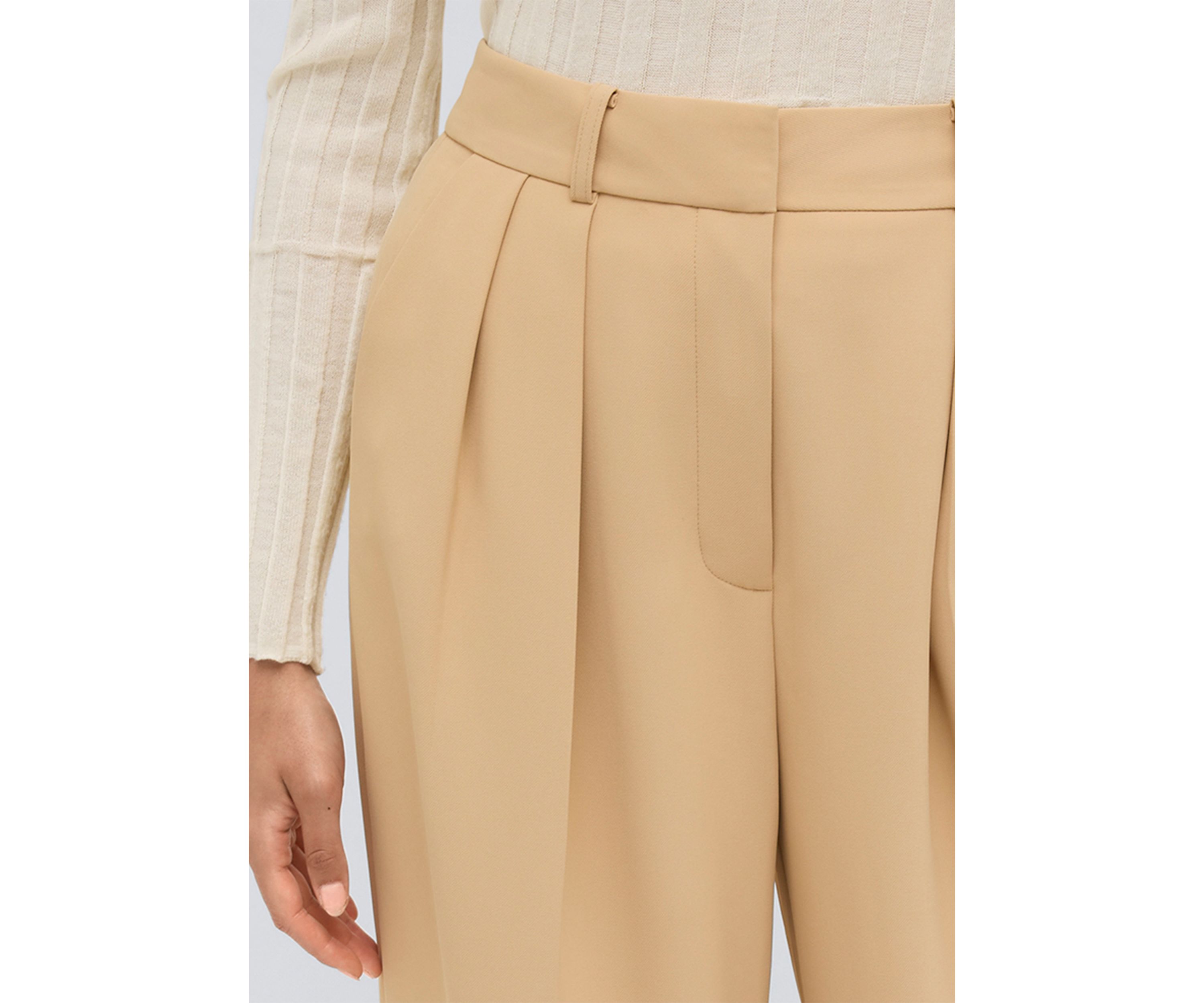 Womens Wide Leg Pleated Pants