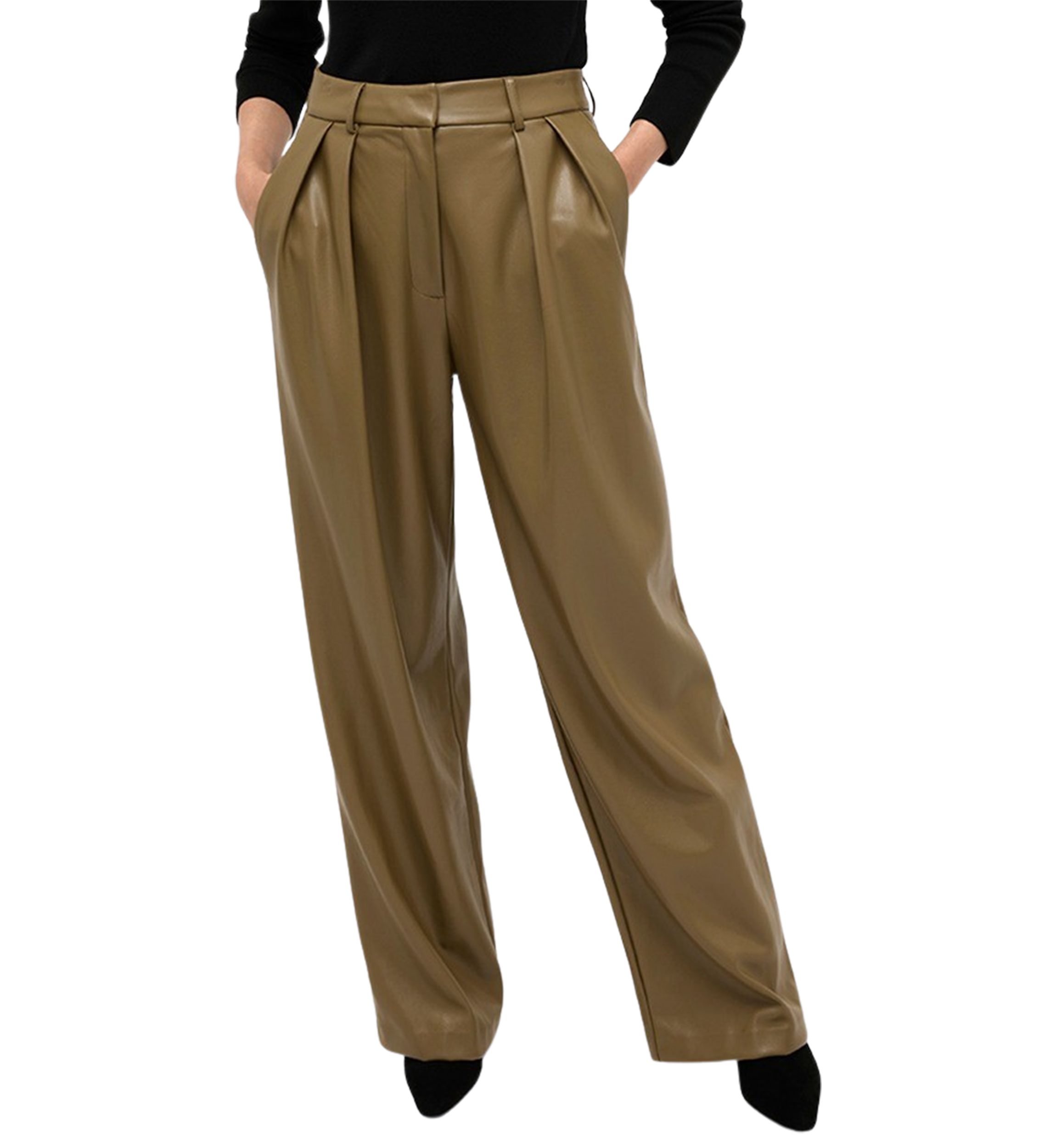 Womens Wide Leg Pleated Pants