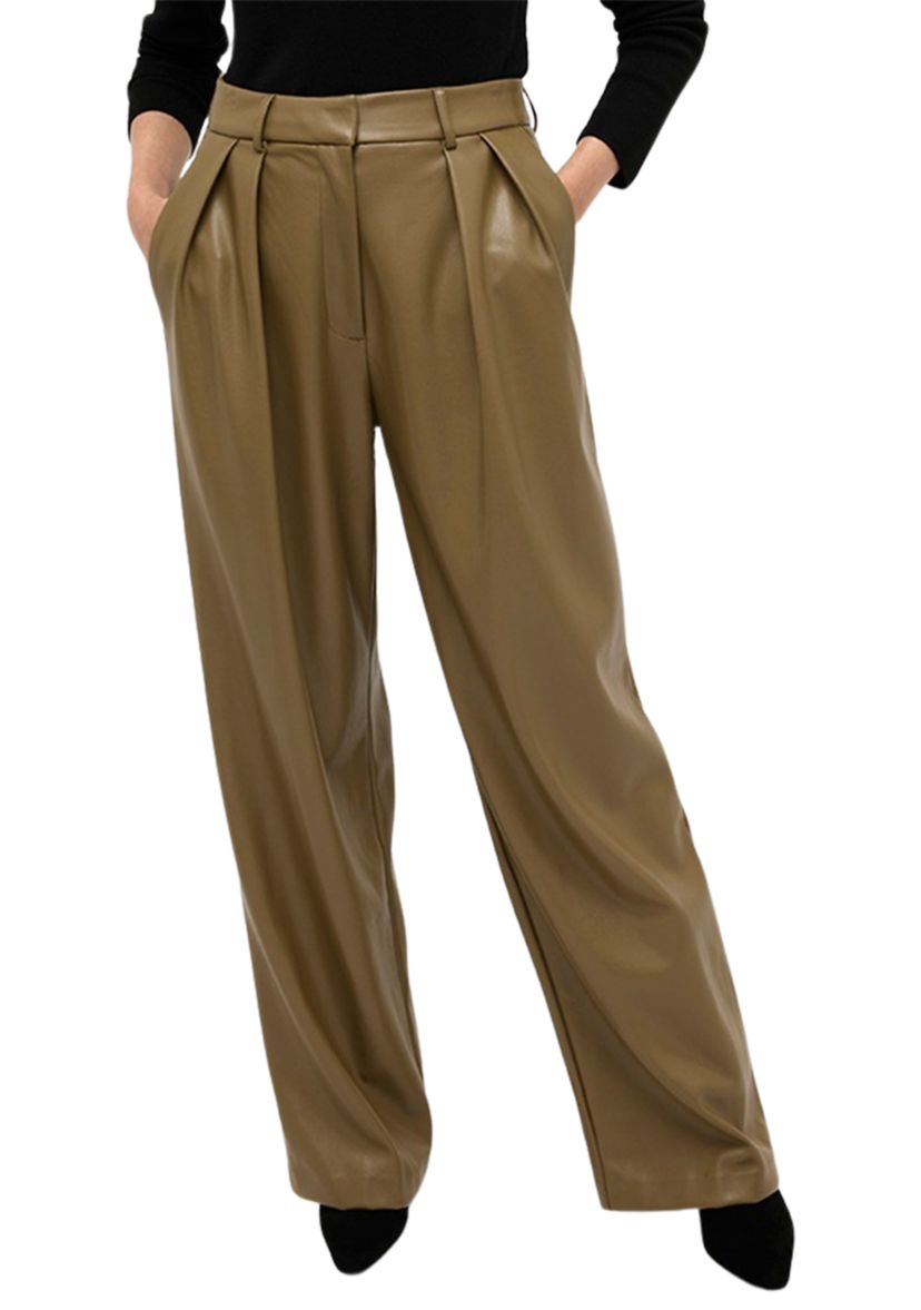 Womens Wide Leg Pleated Pants