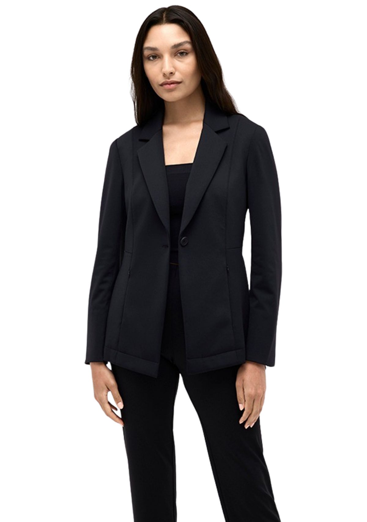 Womens Notch Collar One Button Athletic Straight Blazer