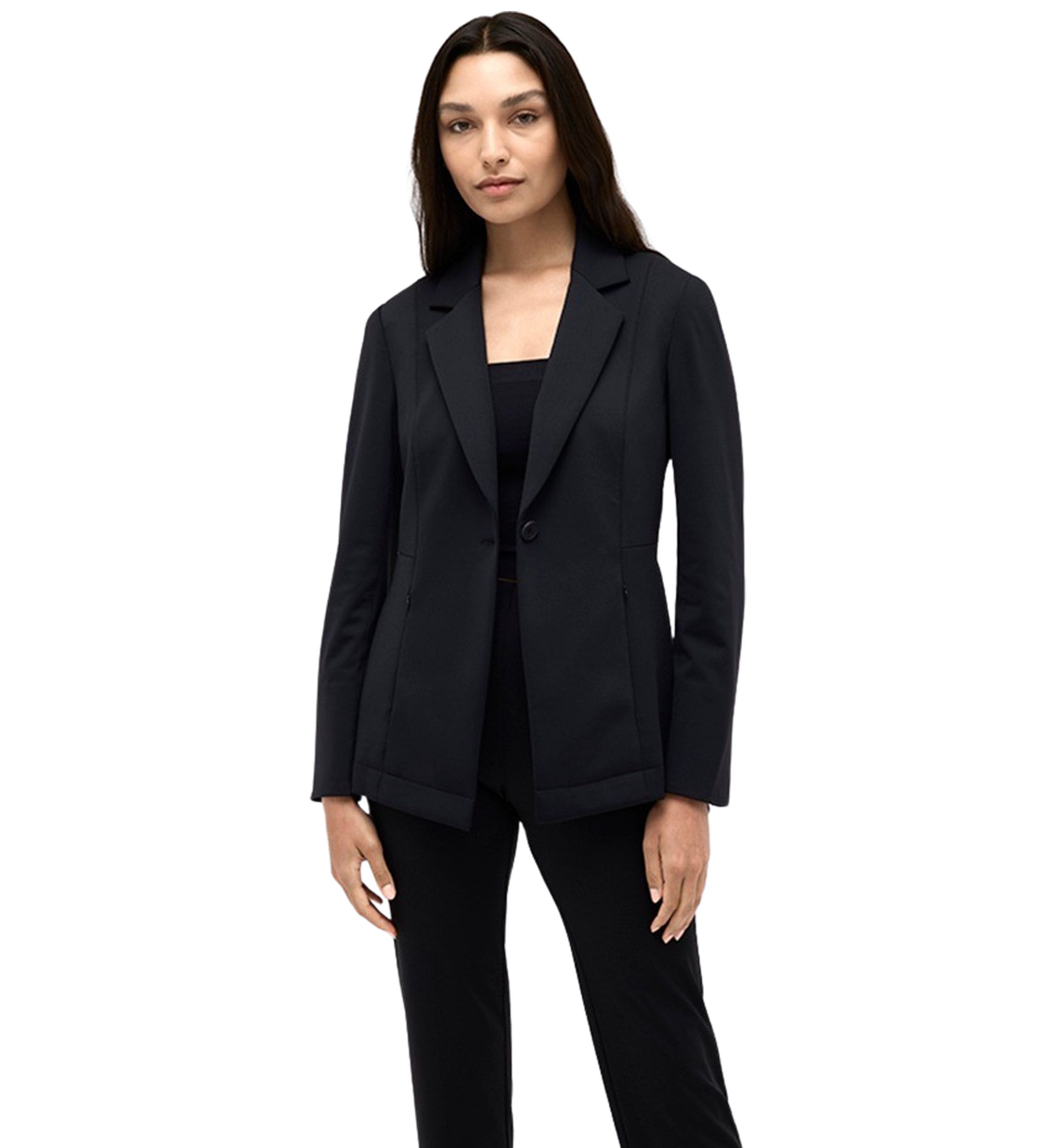 Womens Notch Collar One Button Athletic Straight Blazer