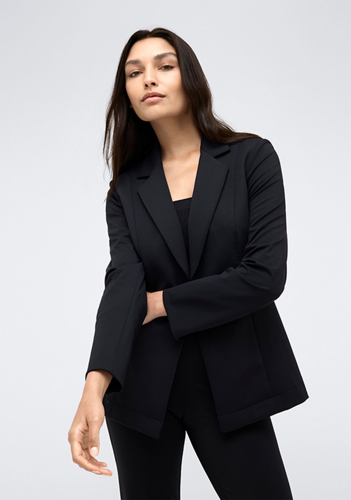 Womens Notch Collar One Button Athletic Straight Blazer