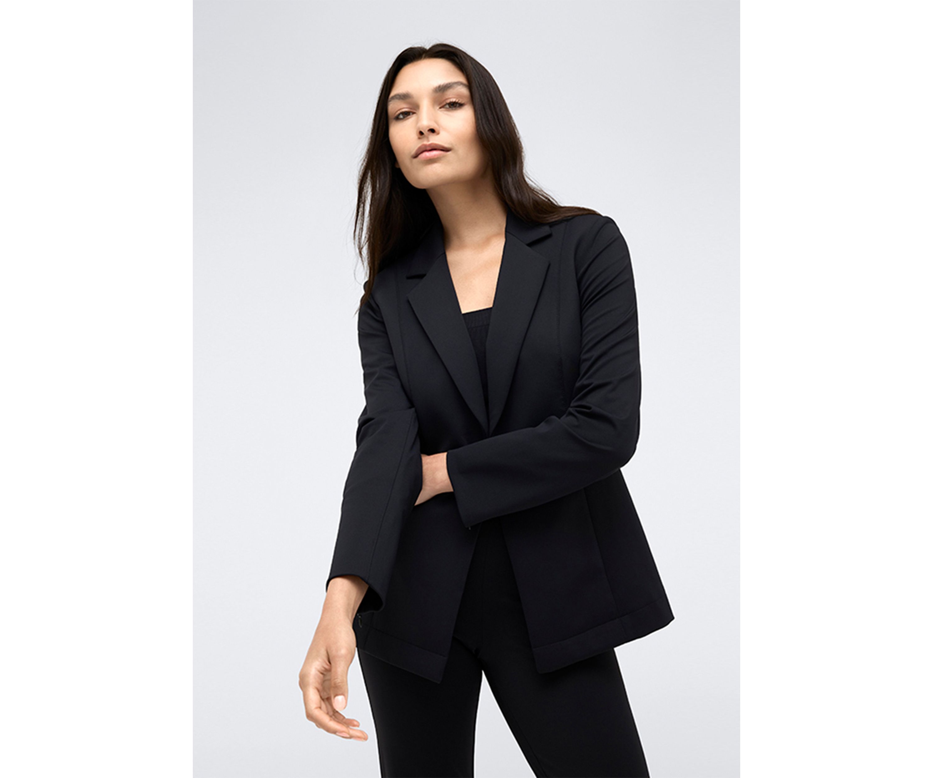 Womens Notch Collar One Button Athletic Straight Blazer