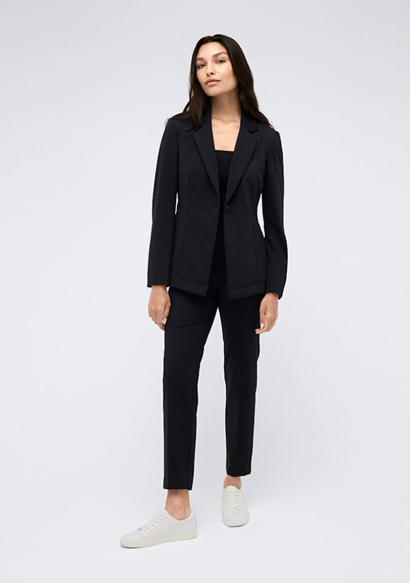 Womens Notch Collar One Button Athletic Straight Blazer
