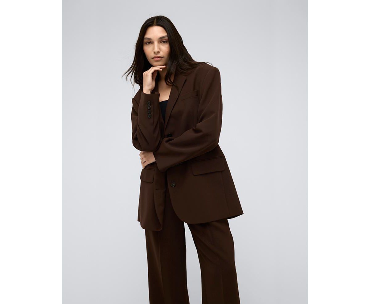 Womens Vision Twill Three Button Boyfriend Jacket