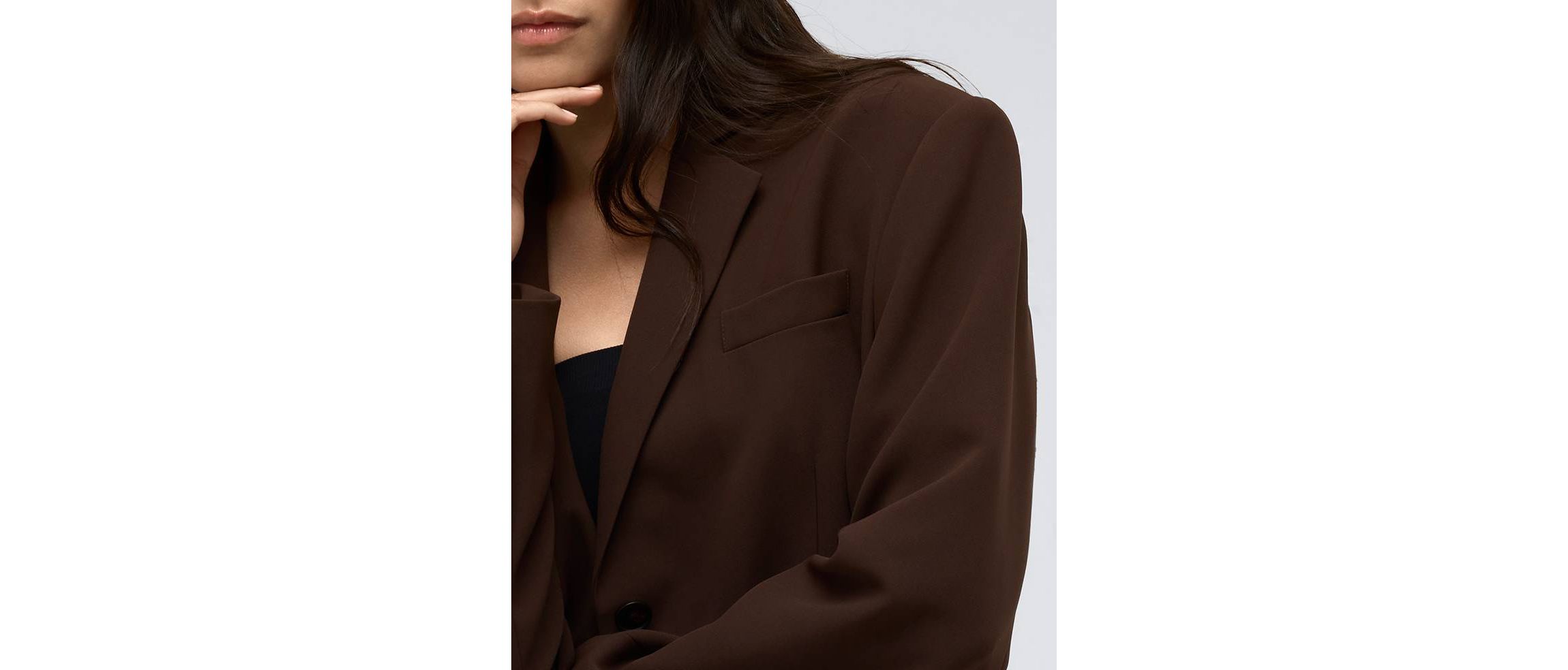 Womens Vision Twill Three Button Boyfriend Jacket