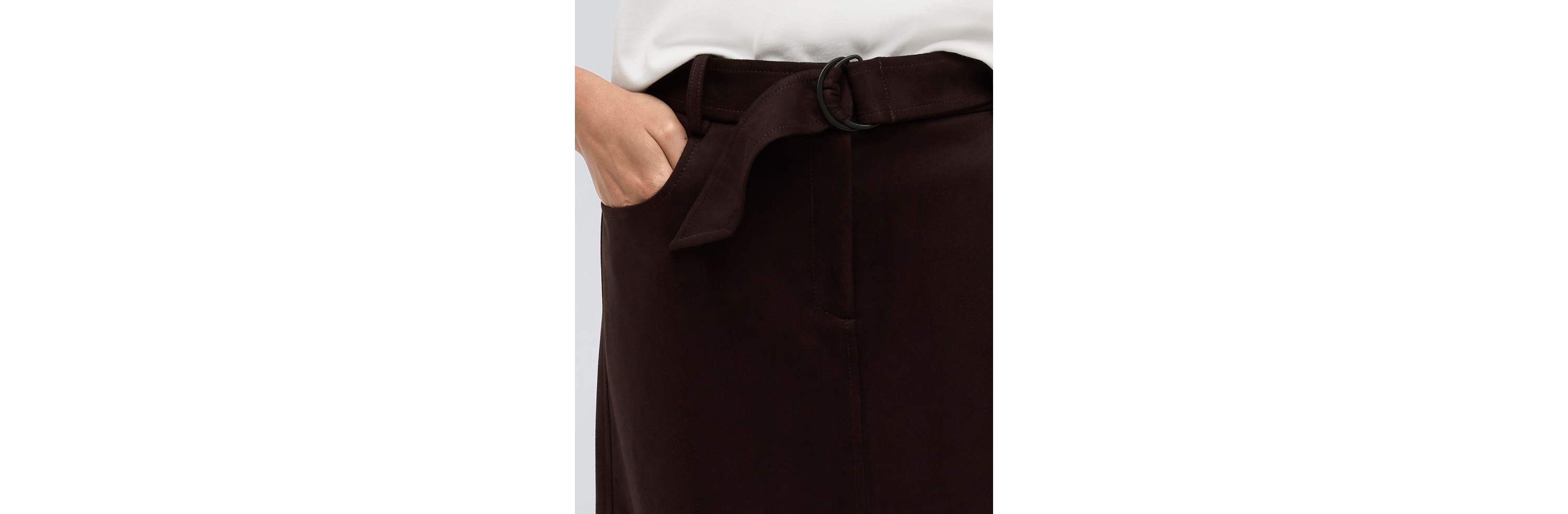 Womens Vegan Suede Fly Front Belted Maxi Skirt