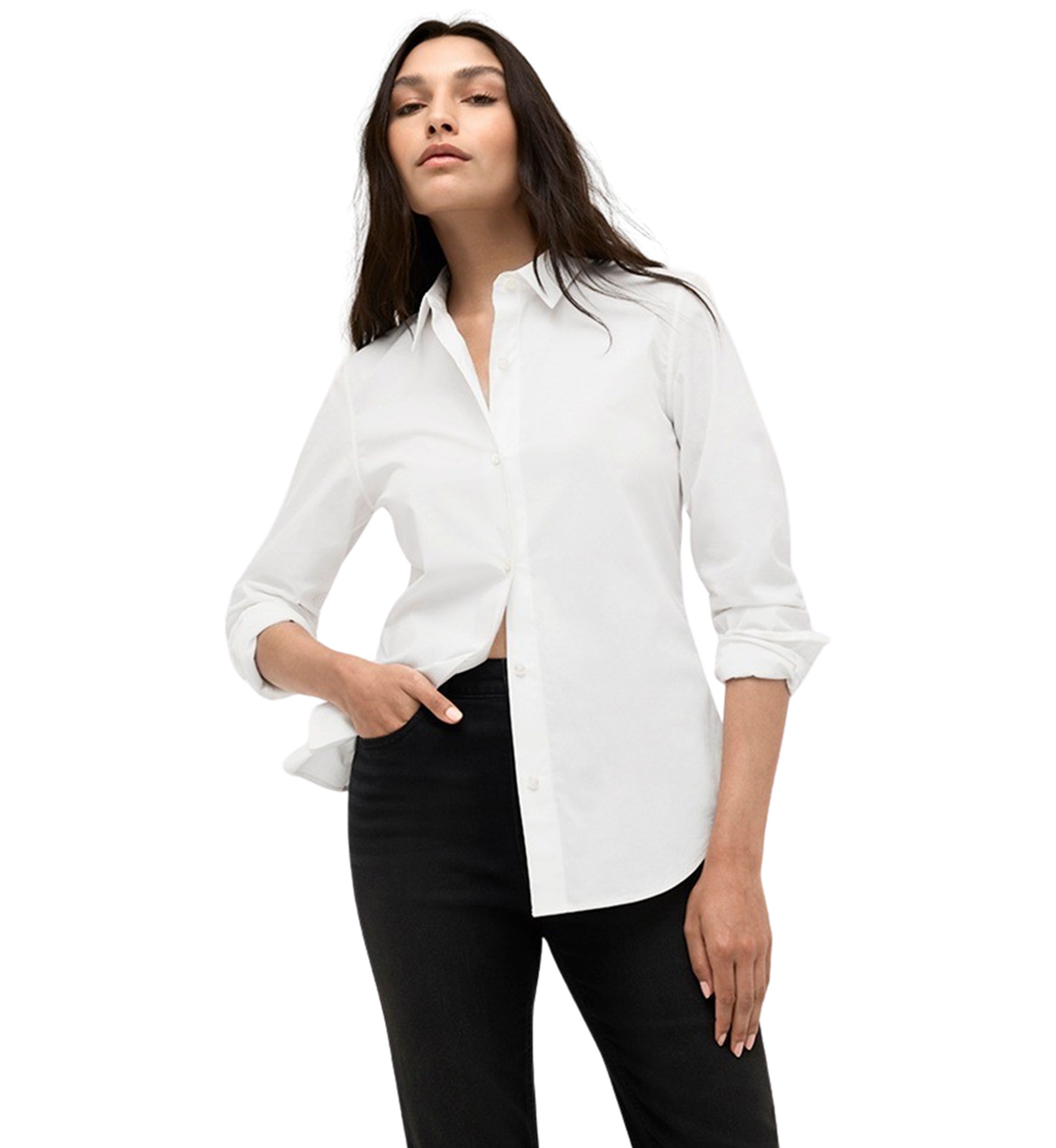 Womens Long Sleeve Button Front Shirt