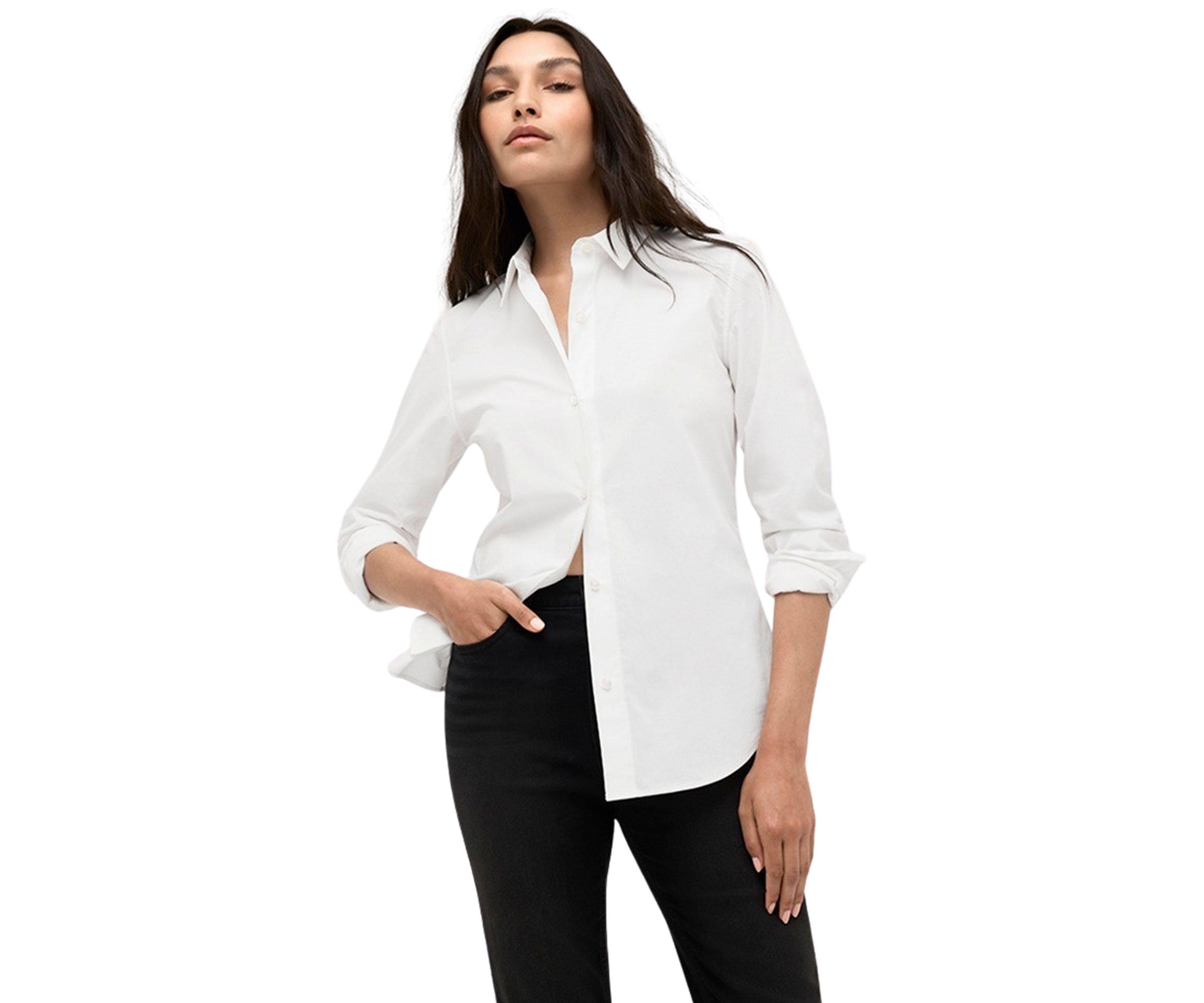 Womens Long Sleeve Button Front Shirt