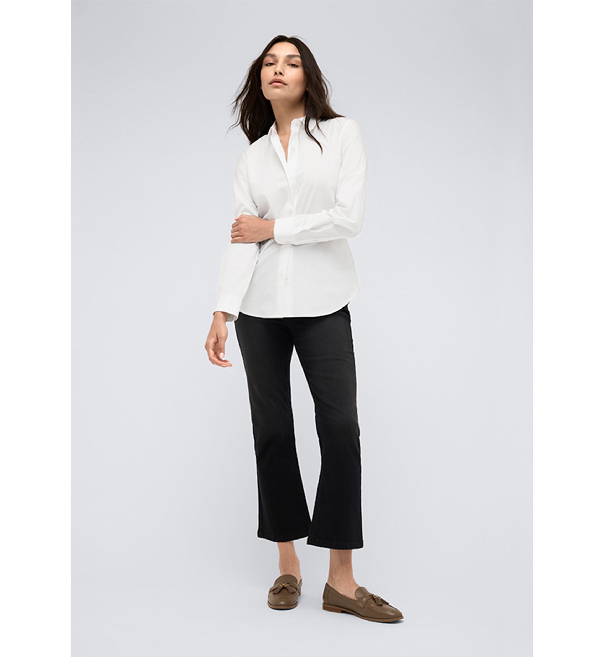Womens Long Sleeve Button Front Shirt
