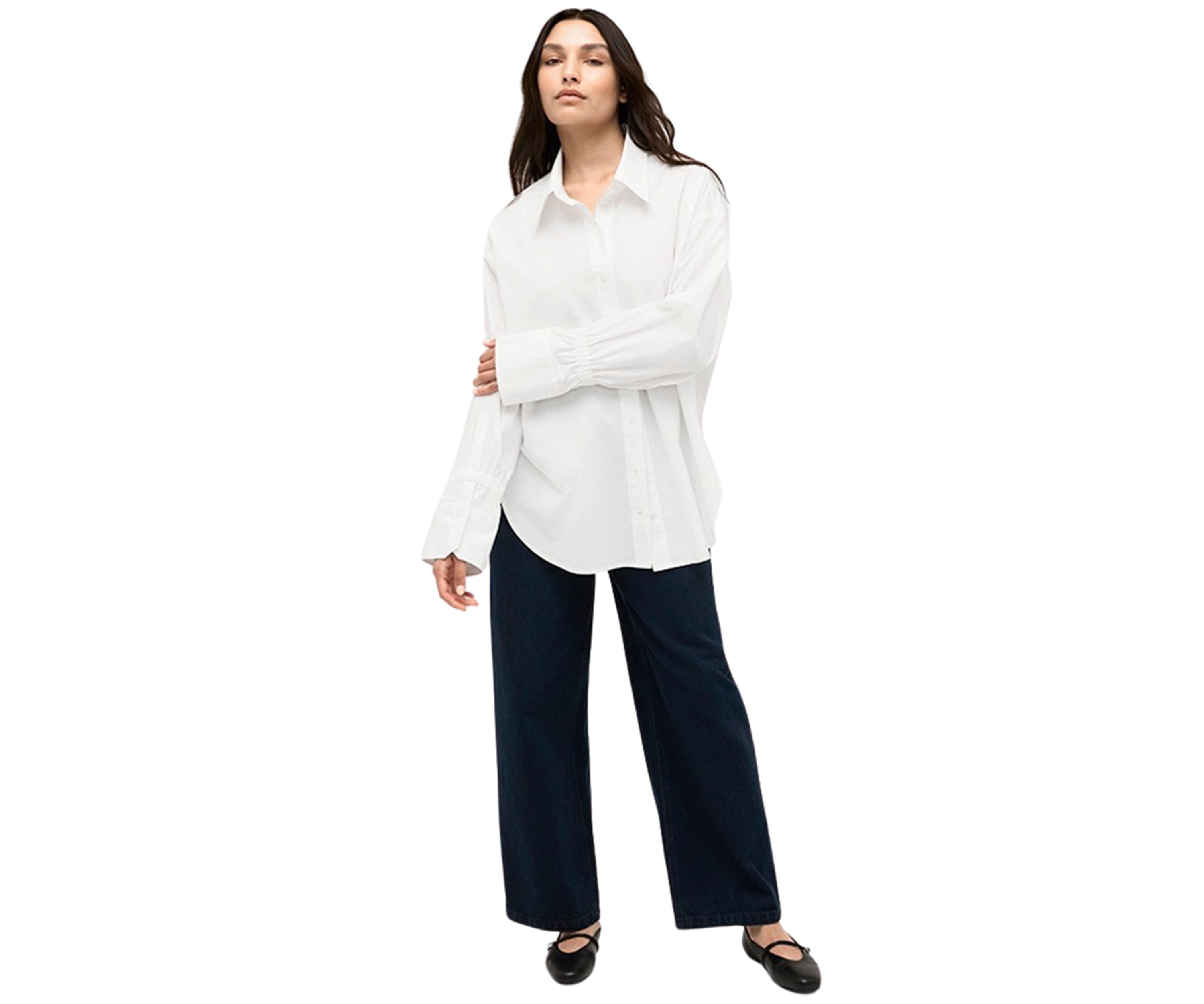 Womens Long Sleeve Smocked Oversized Shirt