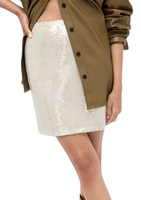 Kenneth Cole Women's Pailette Mini Skirt, White, 14