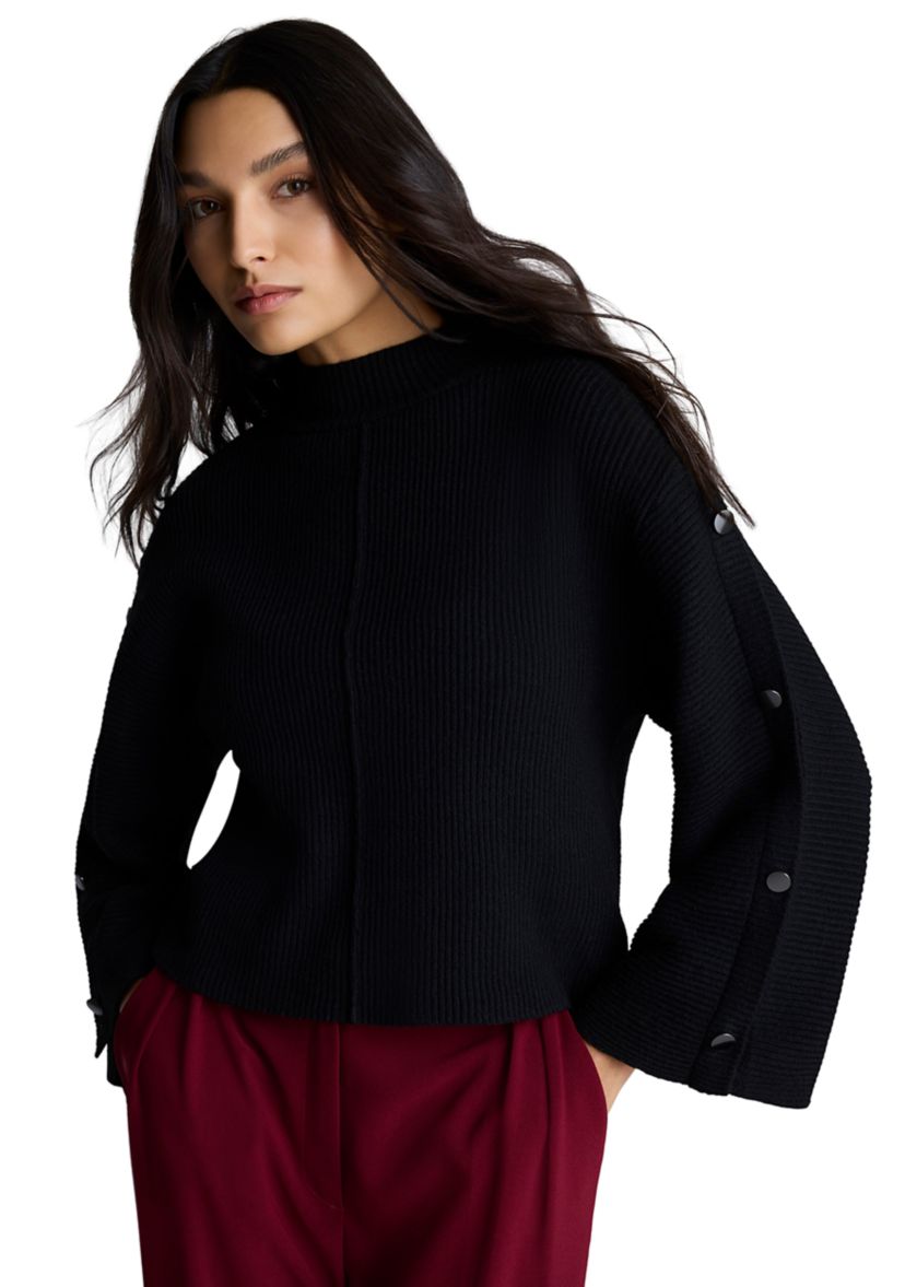 Womens Ribbed Mock Neck Sweater 