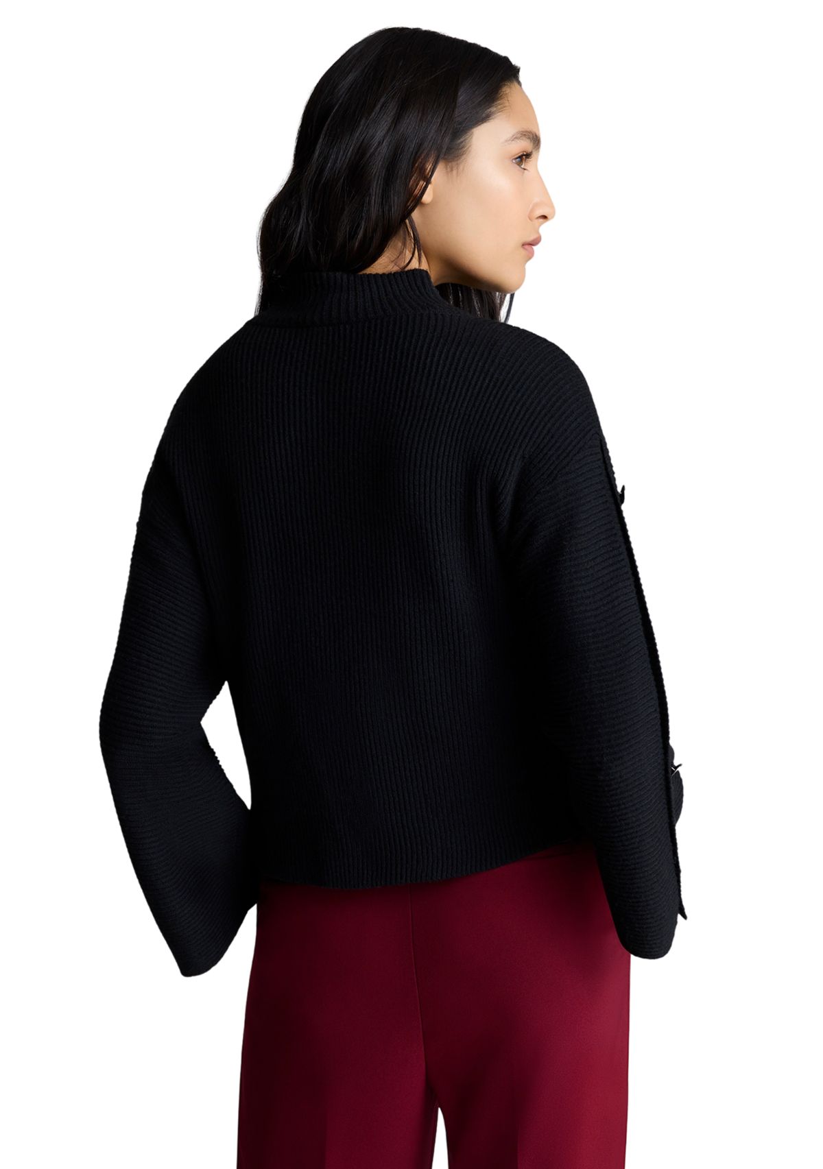 Womens Ribbed Mock Neck Sweater 