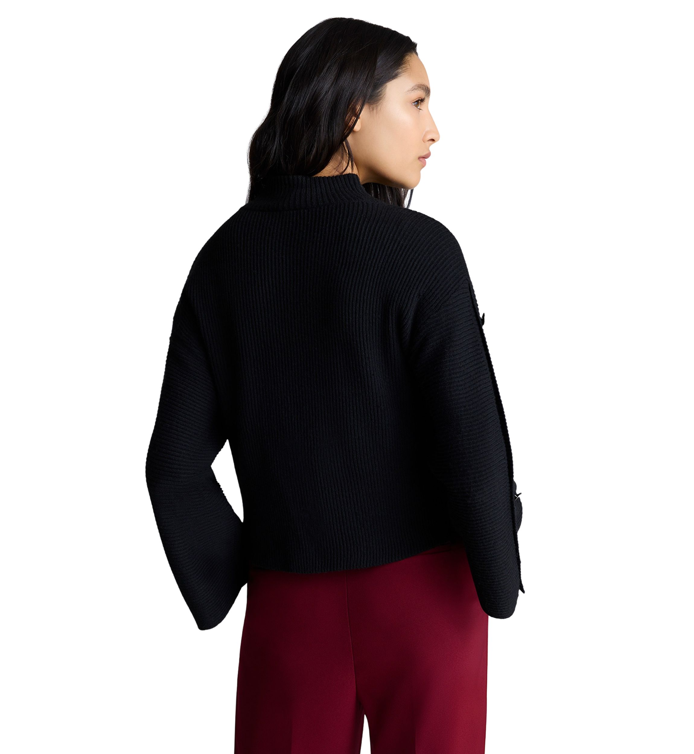 Womens Ribbed Mock Neck Sweater 
