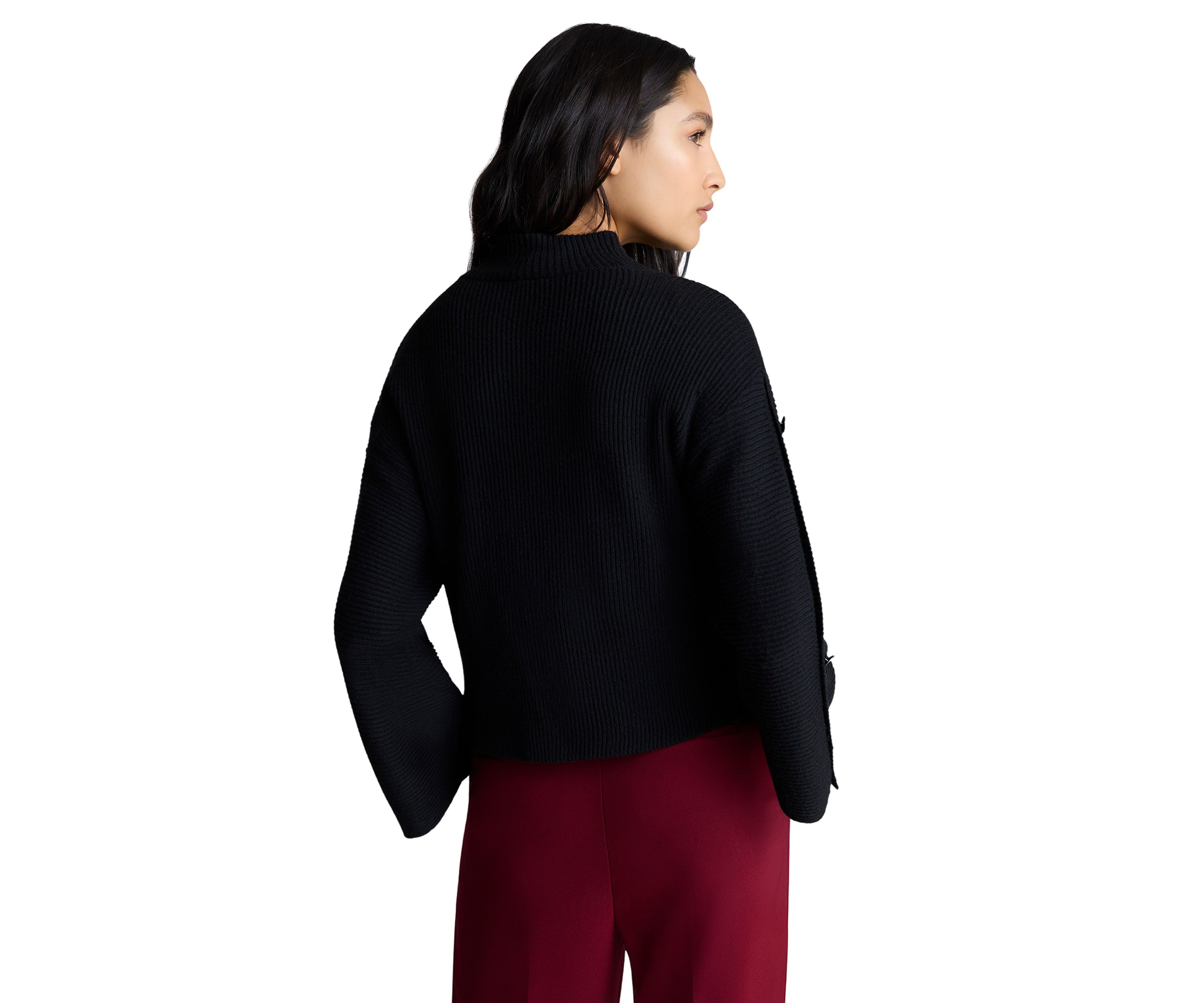 Womens Ribbed Mock Neck Sweater 