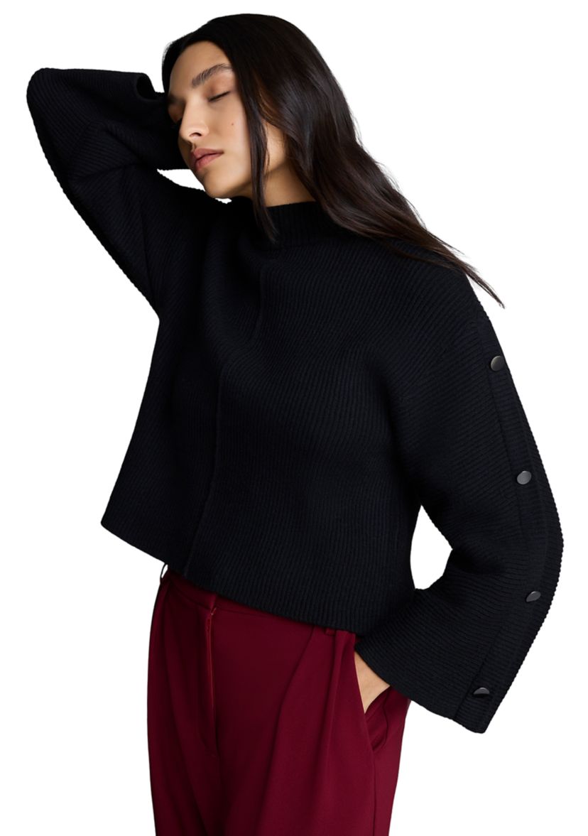 Womens Ribbed Mock Neck Sweater 