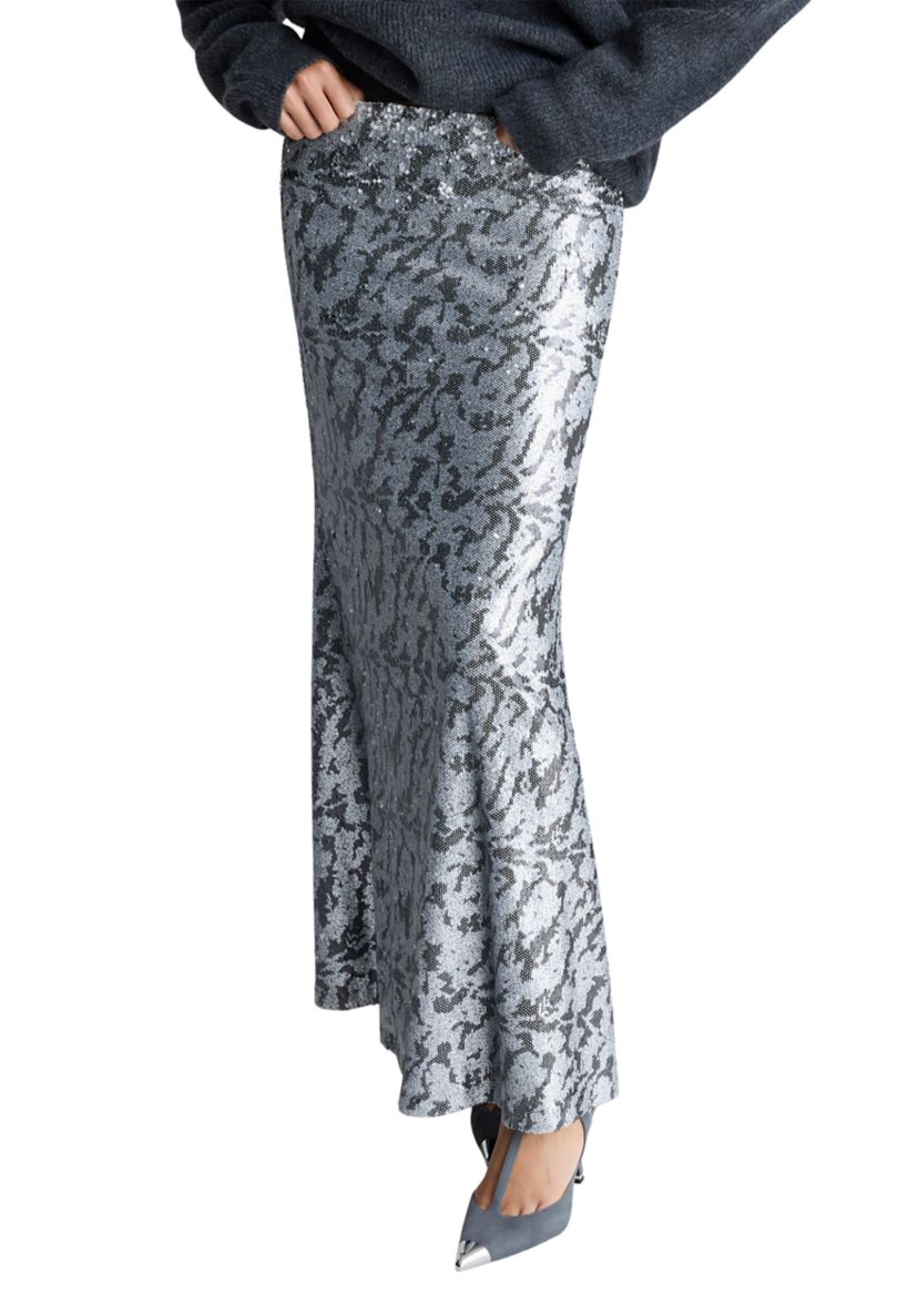 Womens Sequin Midi Skirt 