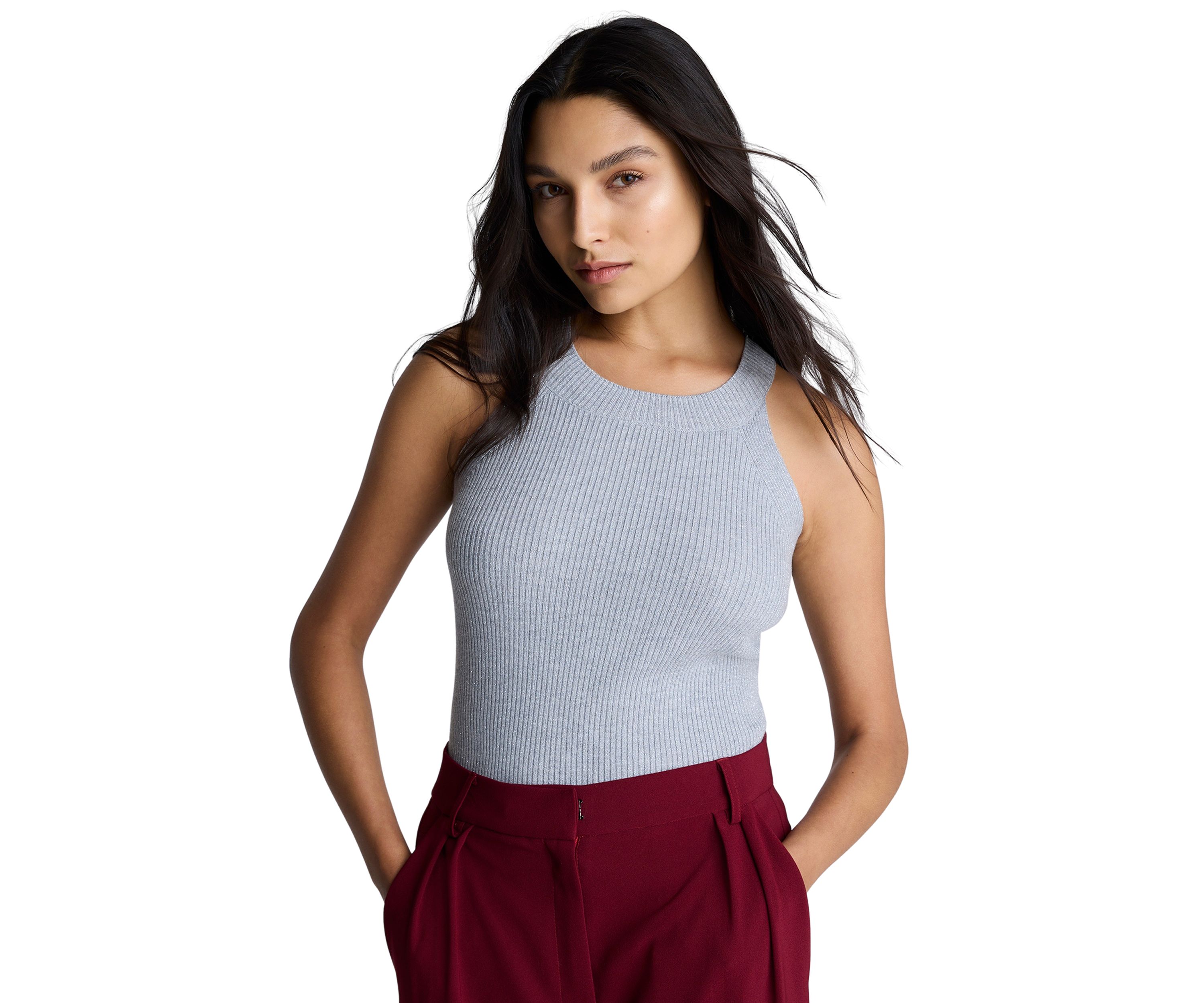 Womens Sleeveless Ribbed Halter Sweater