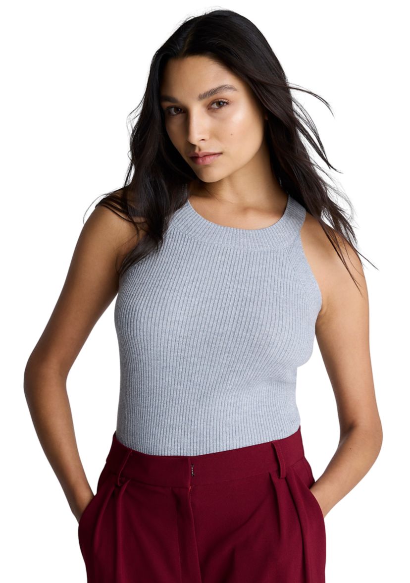 Womens Sleeveless Ribbed Halter Sweater