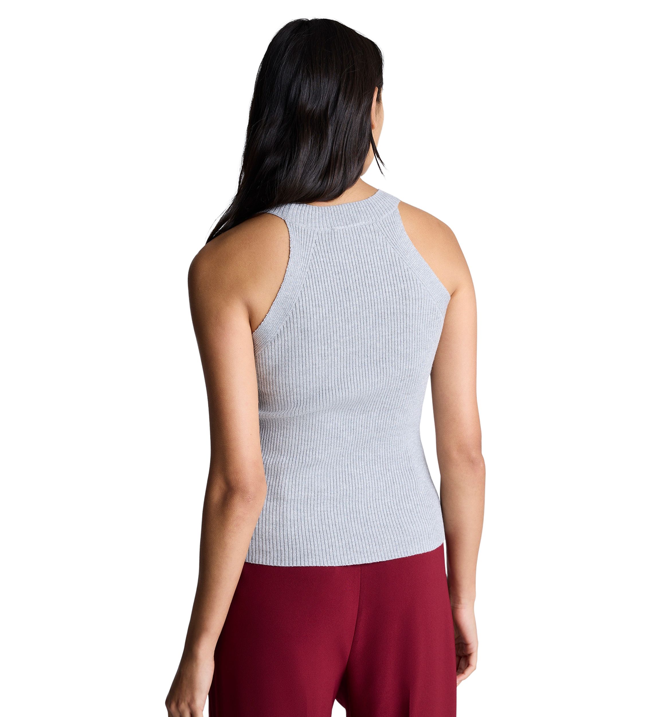 Womens Sleeveless Ribbed Halter Sweater