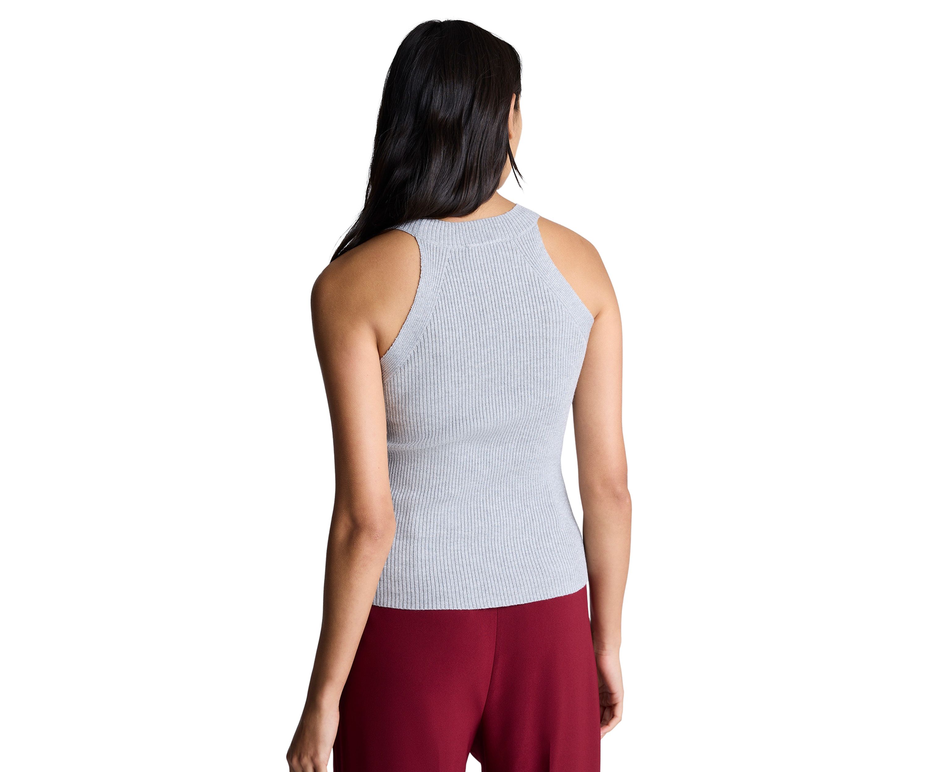 Womens Sleeveless Ribbed Halter Sweater