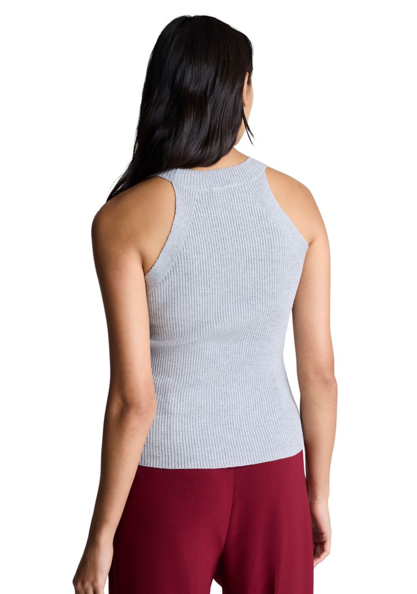 Womens Sleeveless Ribbed Halter Sweater