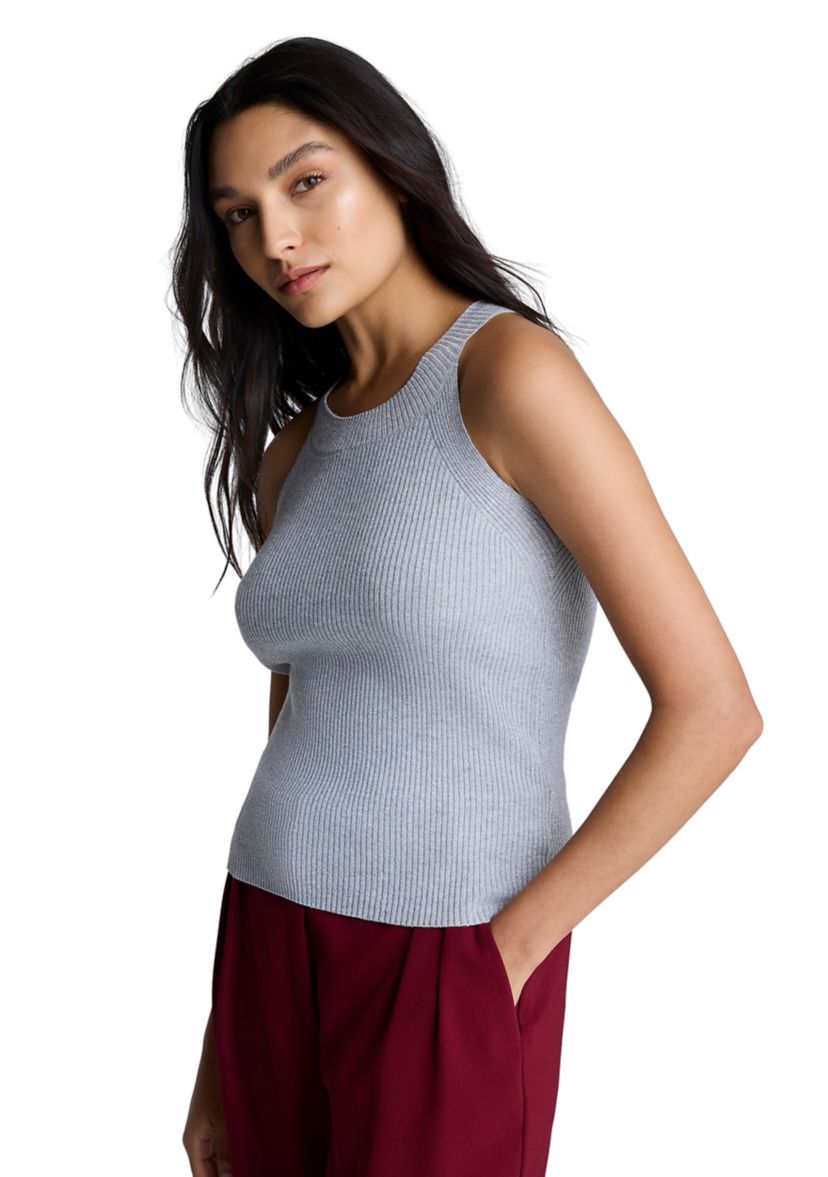 Womens Sleeveless Ribbed Halter Sweater