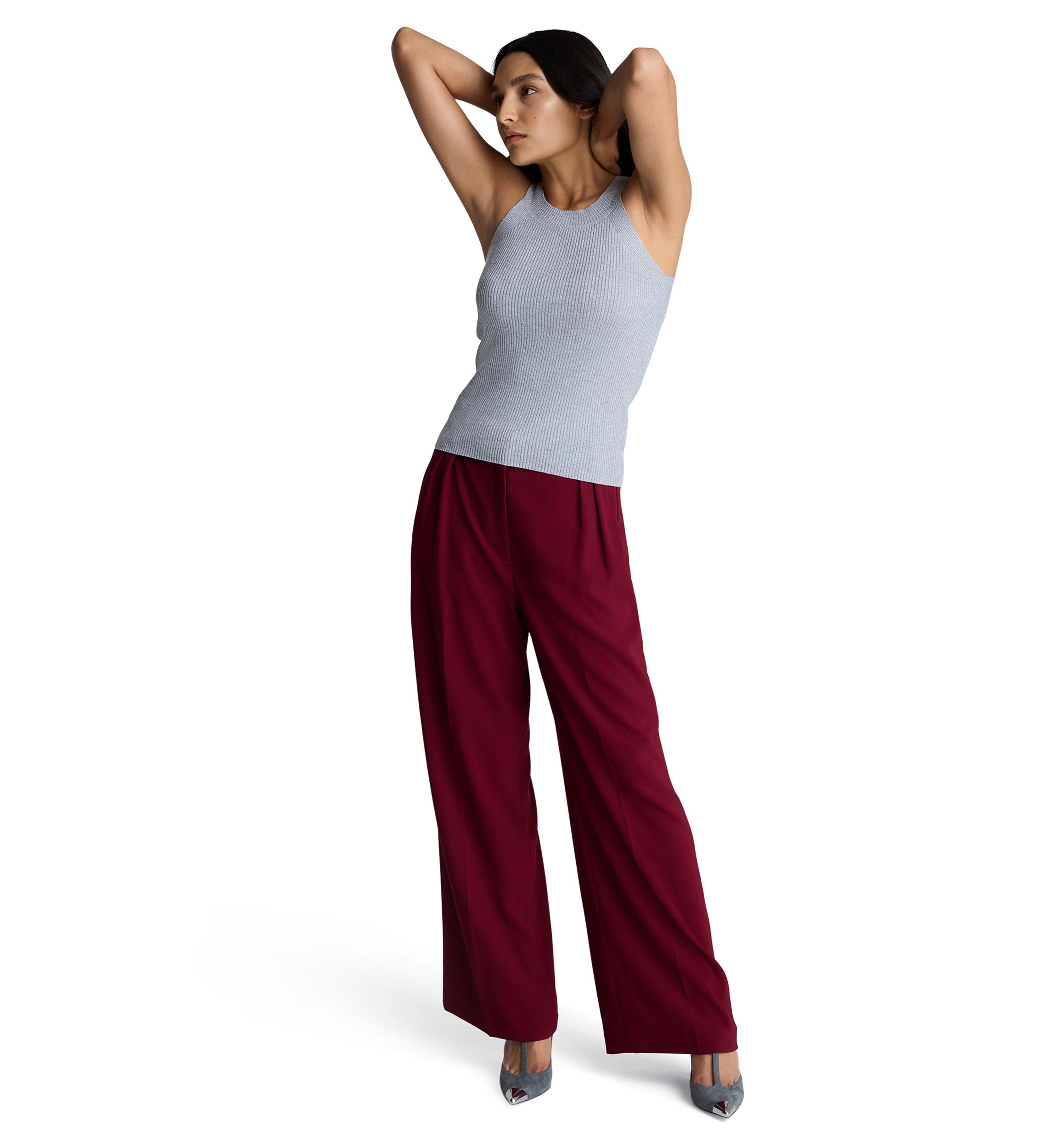 Womens Sleeveless Ribbed Halter Sweater
