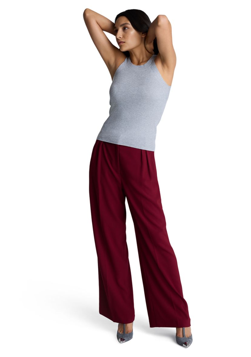 Womens Sleeveless Ribbed Halter Sweater