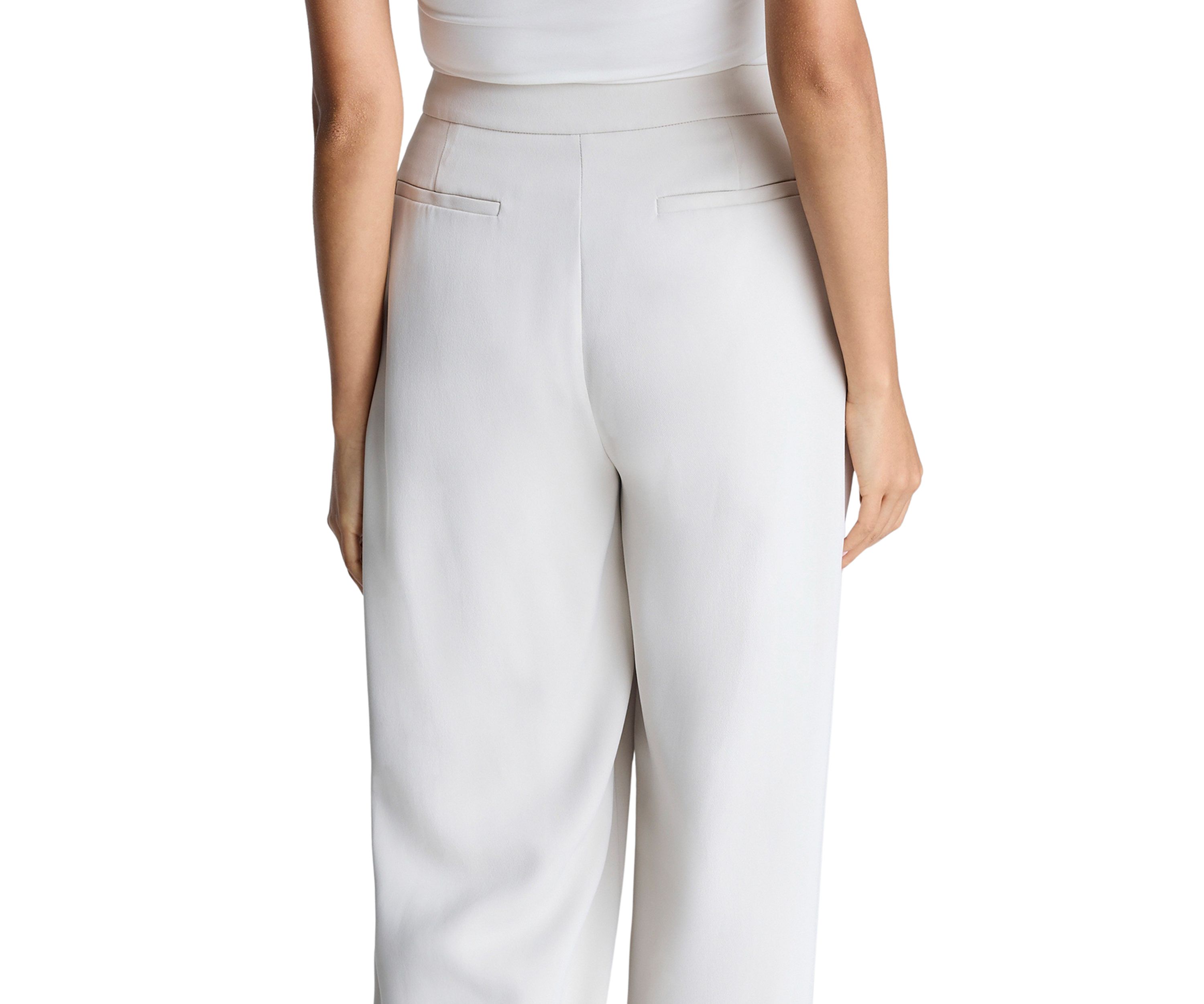 Womens Wide Leg Triple Pleat Pants