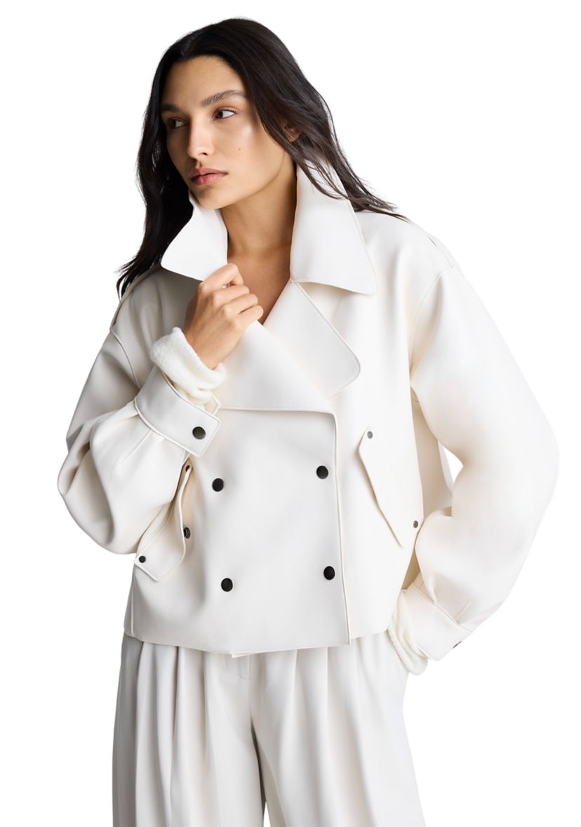 Womens Double Breasted Vegan Leather Jacket