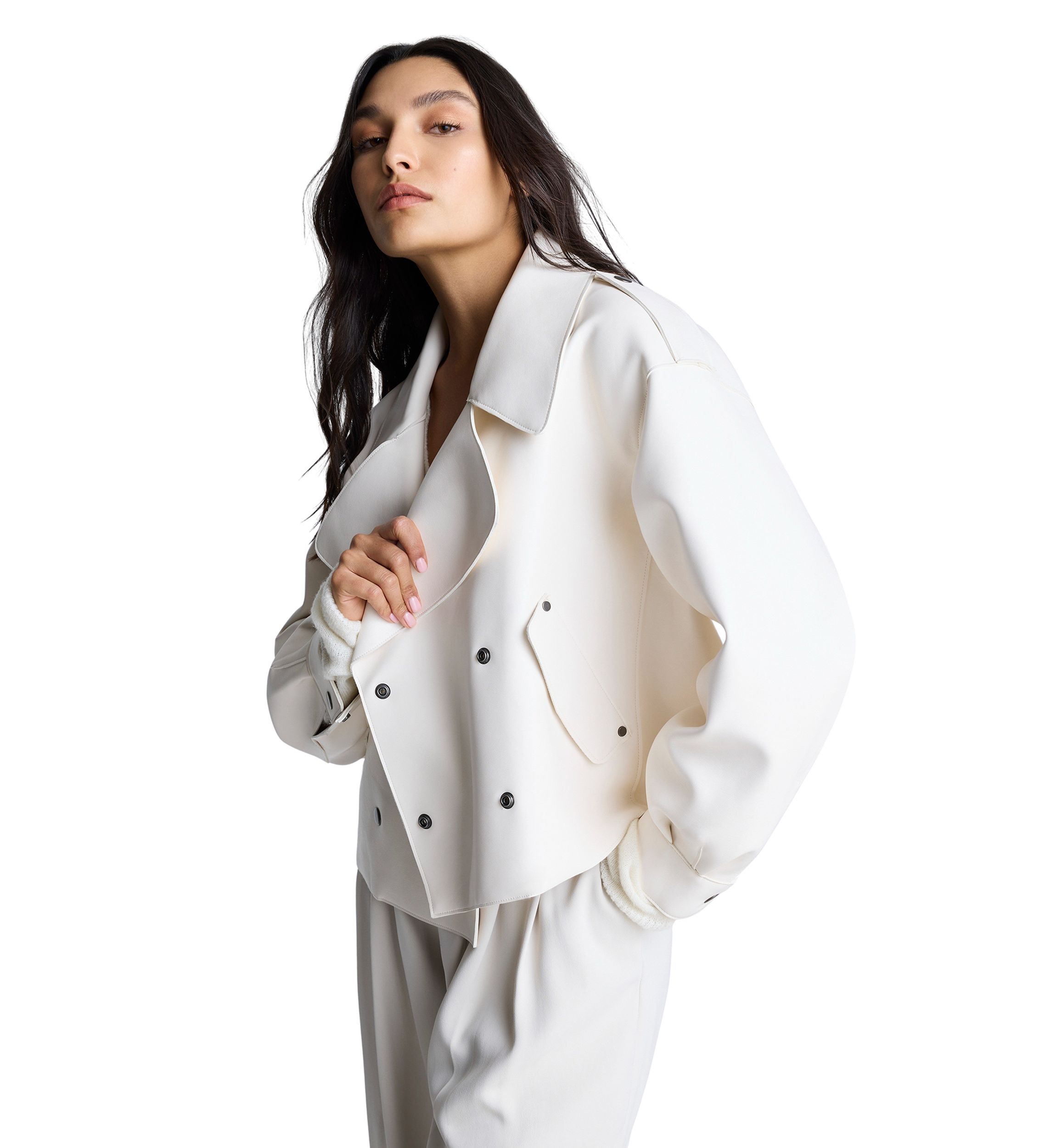 Womens Double Breasted Vegan Leather Jacket