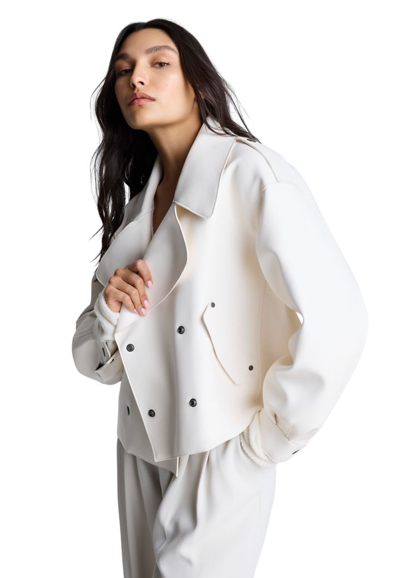 Womens Double Breasted Vegan Leather Jacket