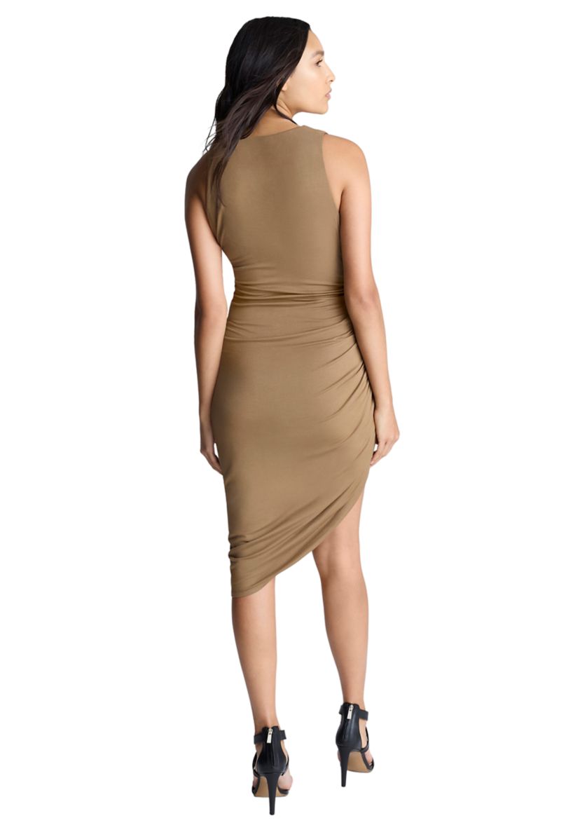Womens Sleeveless Side Ruch Knit Dress