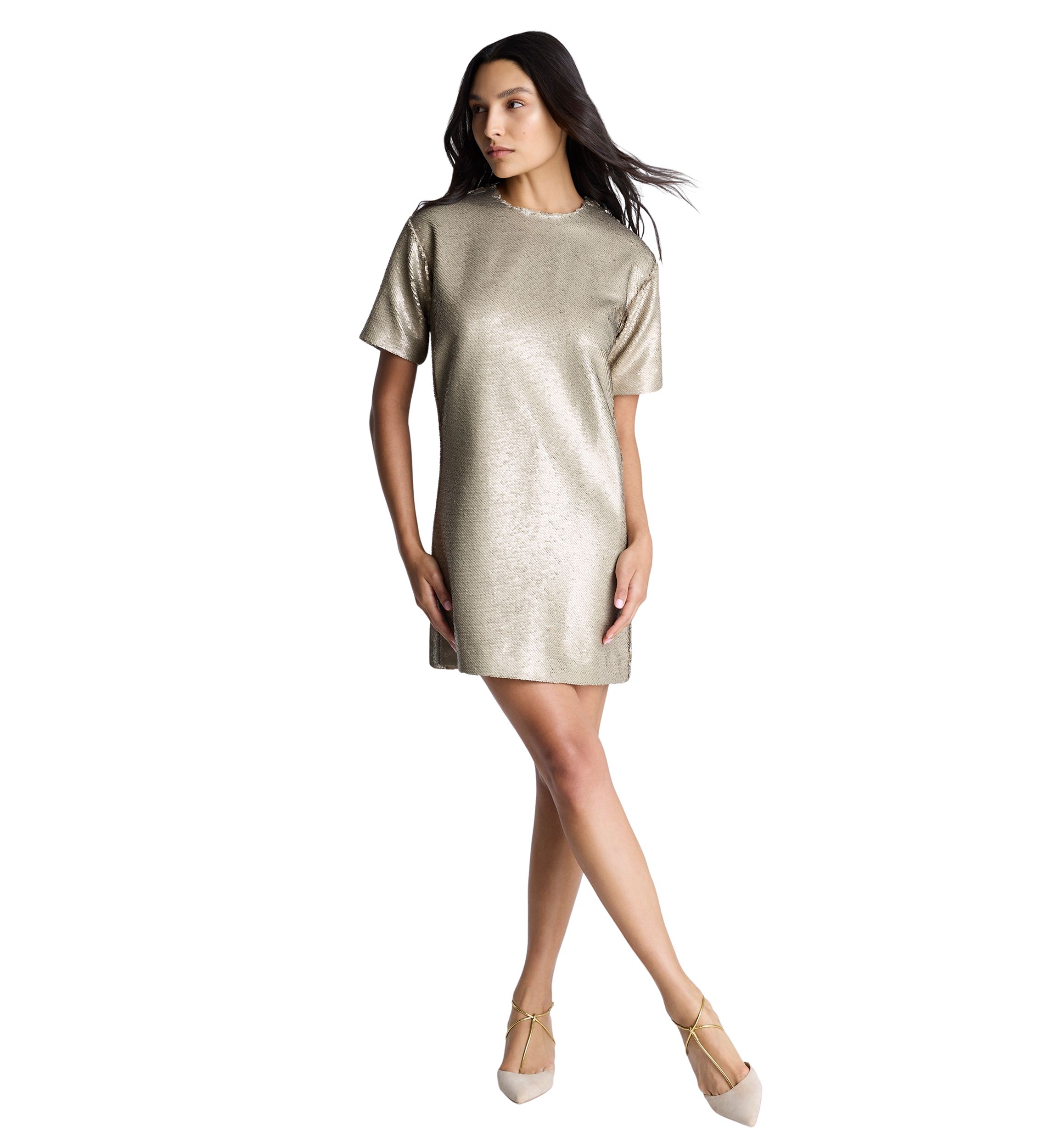 Womens Short Sleeve Sequin Dress