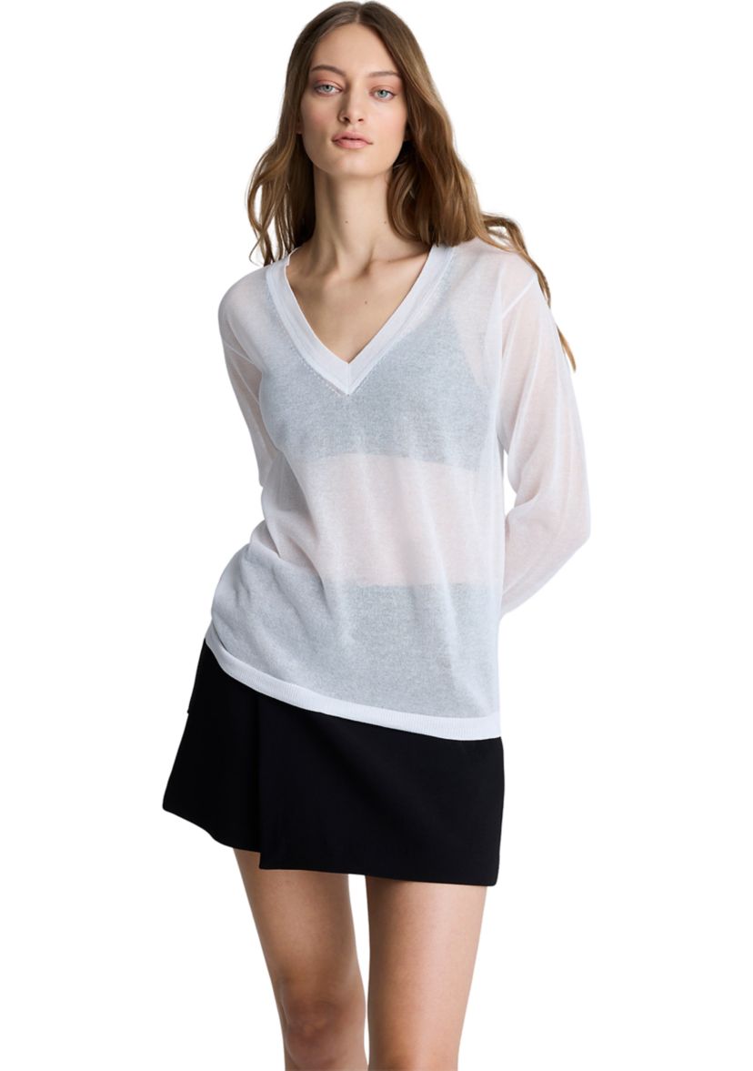 Womens Long Sleeve V-Neck Sweater 