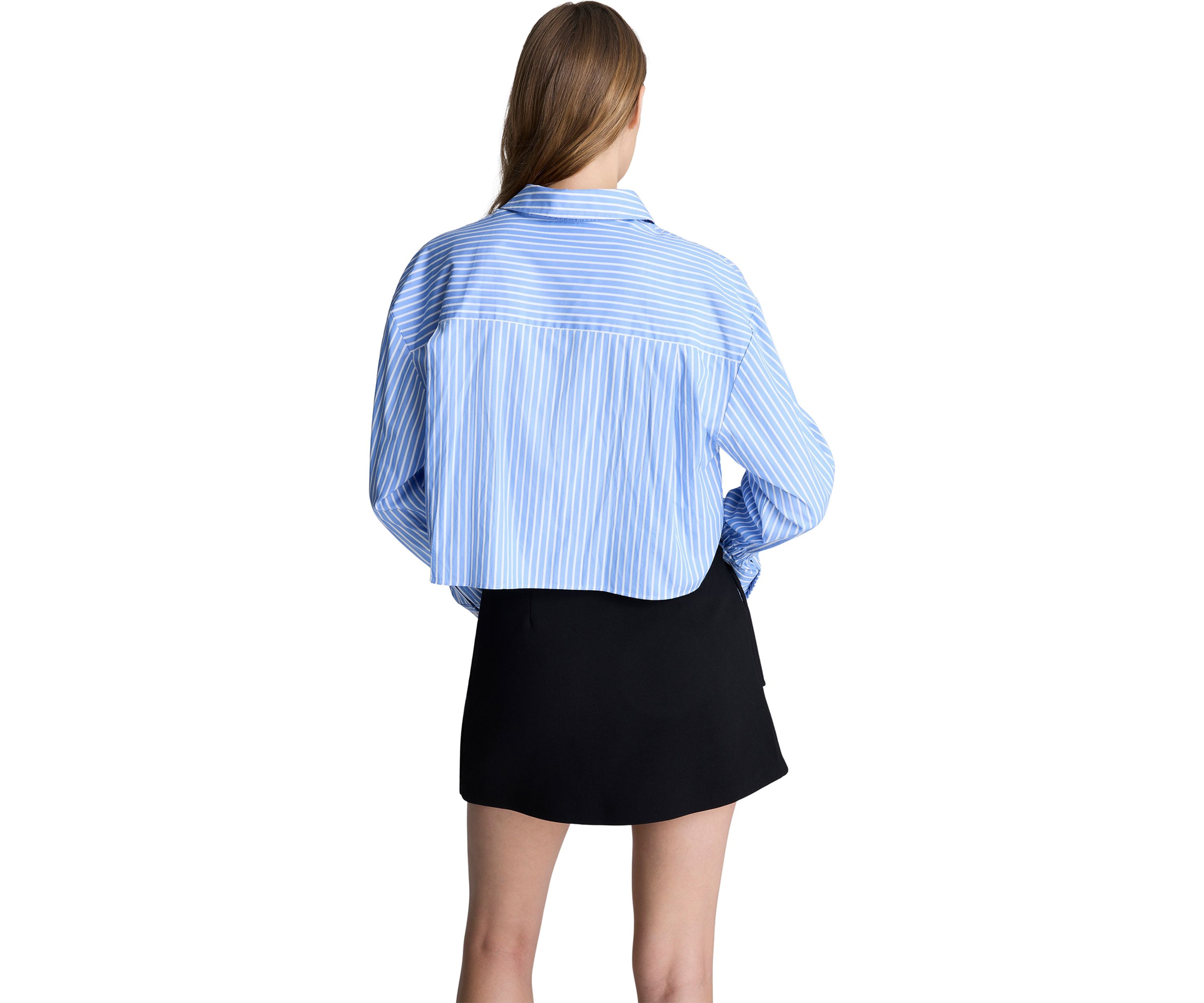 Womens Long Sleeve Crop Stripe Shirt 