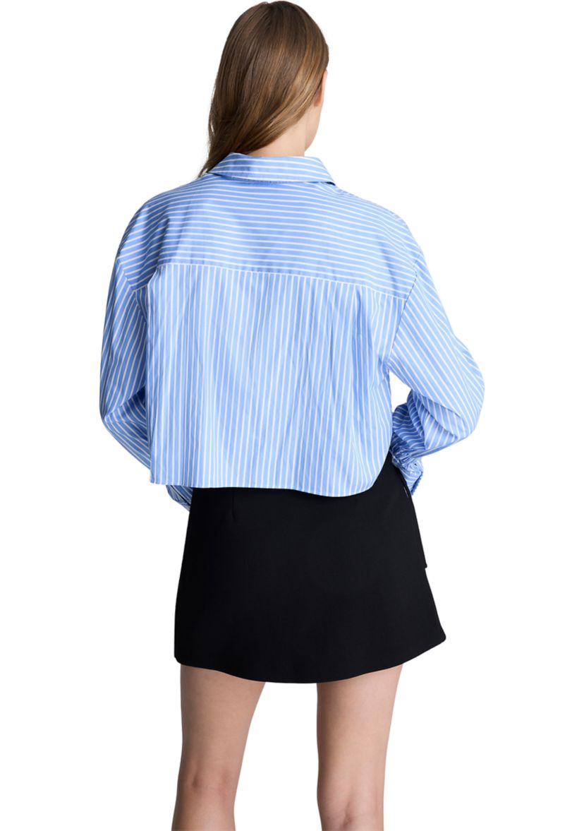 Womens Long Sleeve Crop Stripe Shirt 
