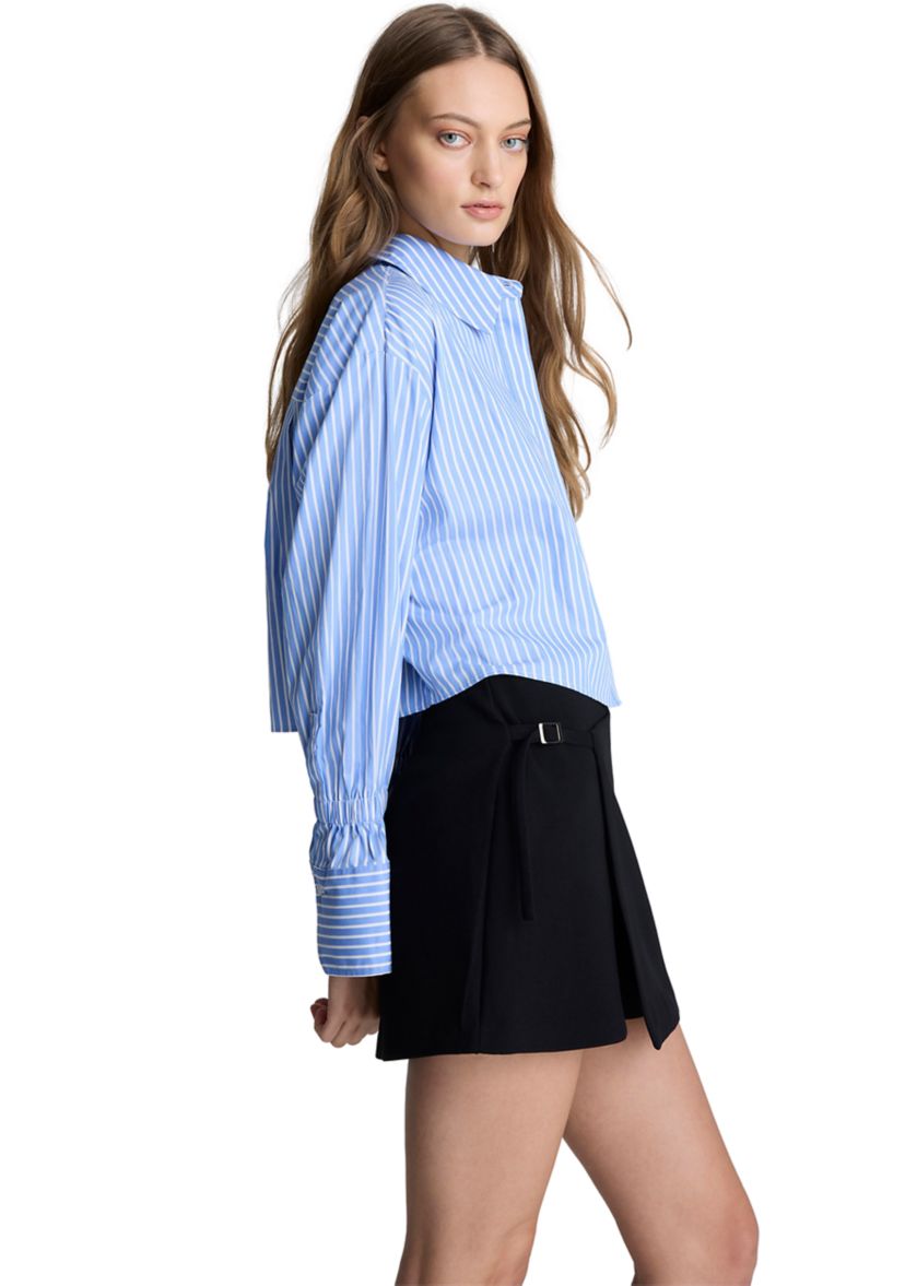 Womens Long Sleeve Crop Stripe Shirt 