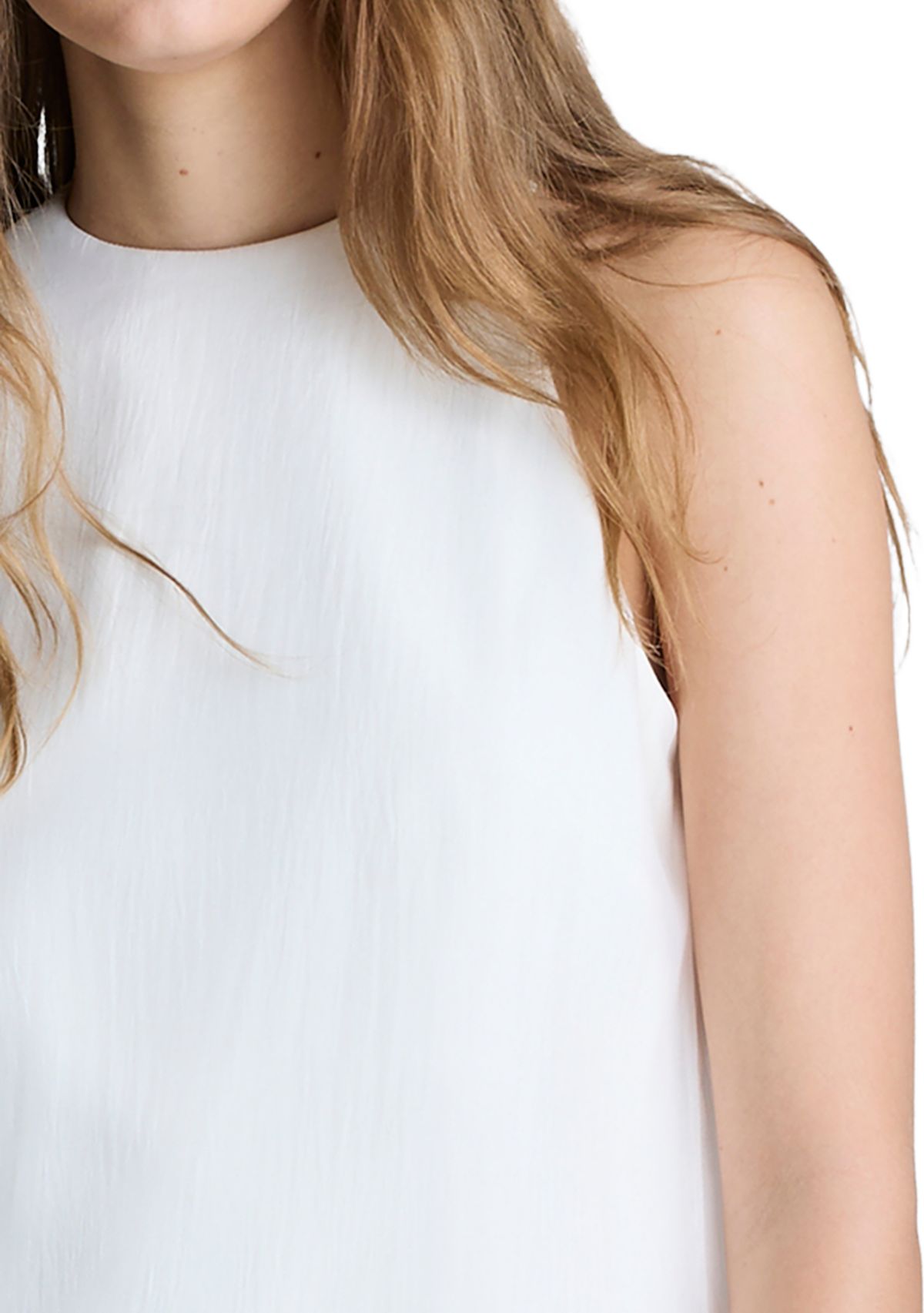 Womens Sleeveless Sheer Hem Midi Dress