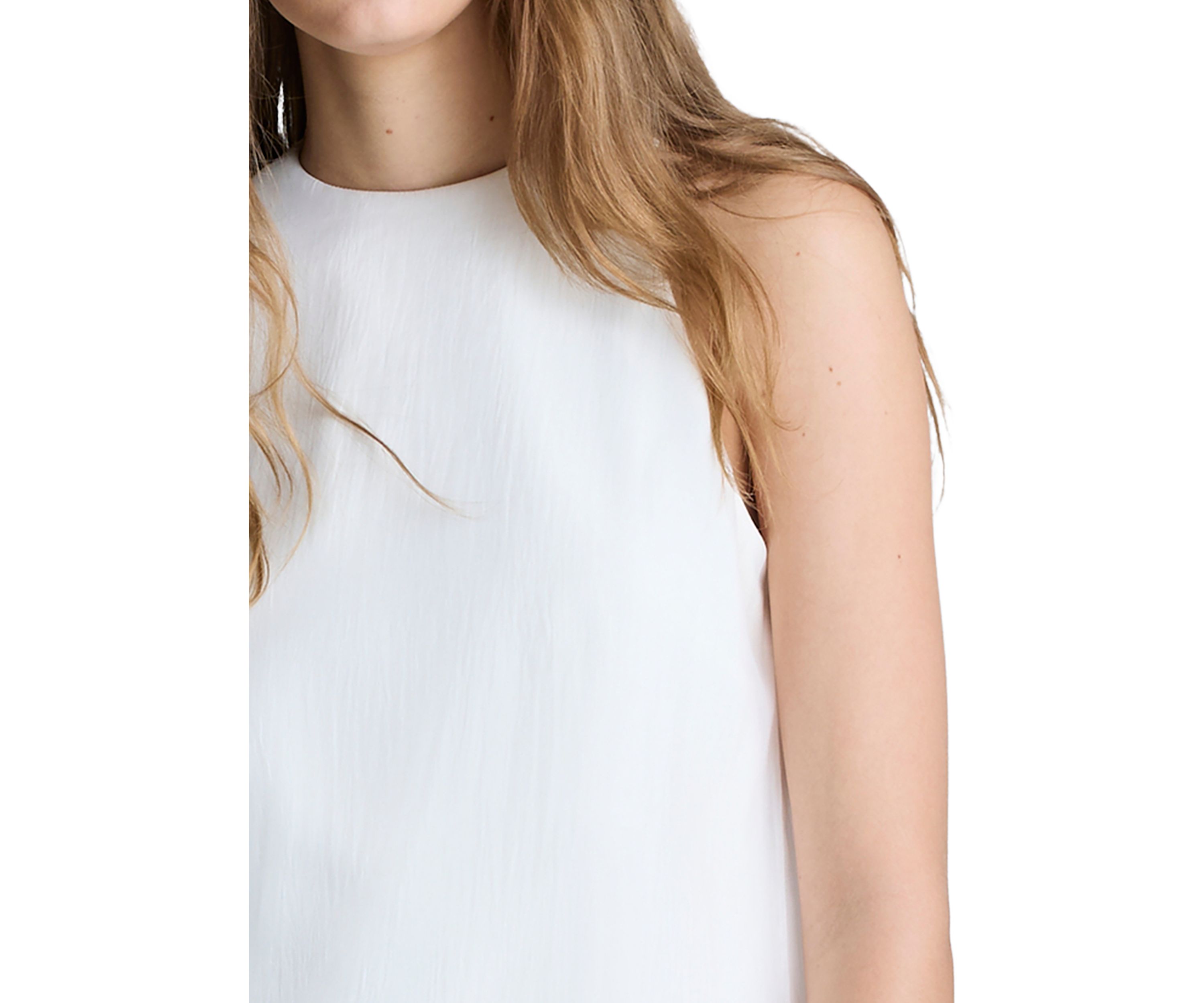 Womens Sleeveless Sheer Hem Midi Dress