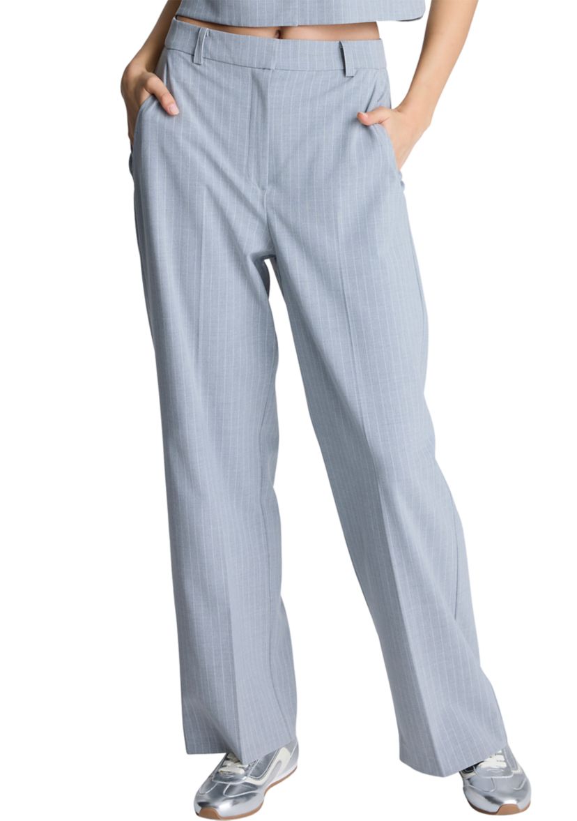 Womens Wide Leg Pinstripe Pants
