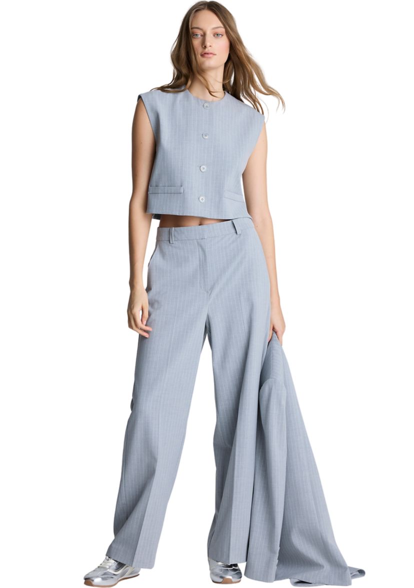 Womens Wide Leg Pinstripe Pants
